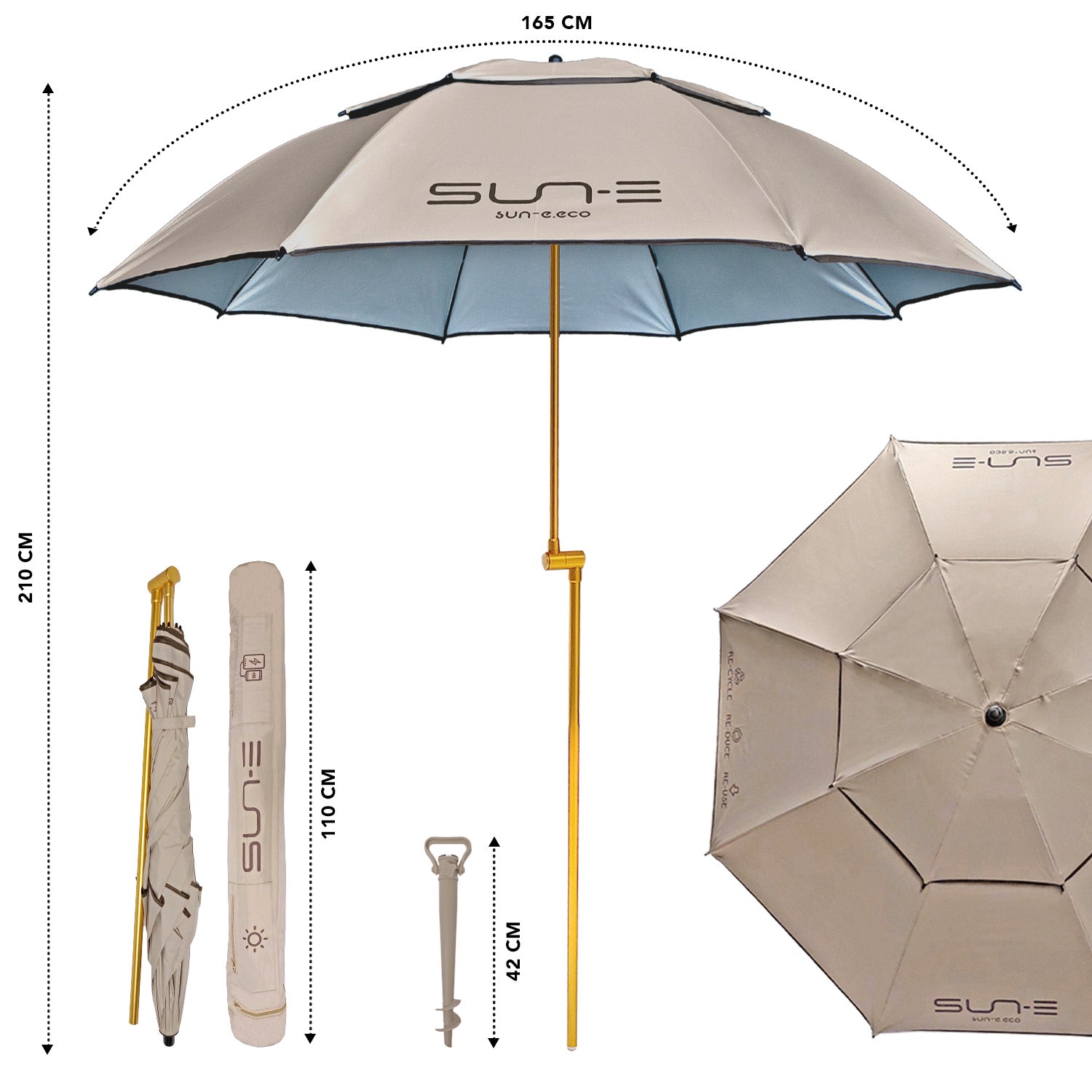 Ombrellone da Esterno con Power Bank Solare - Perletti