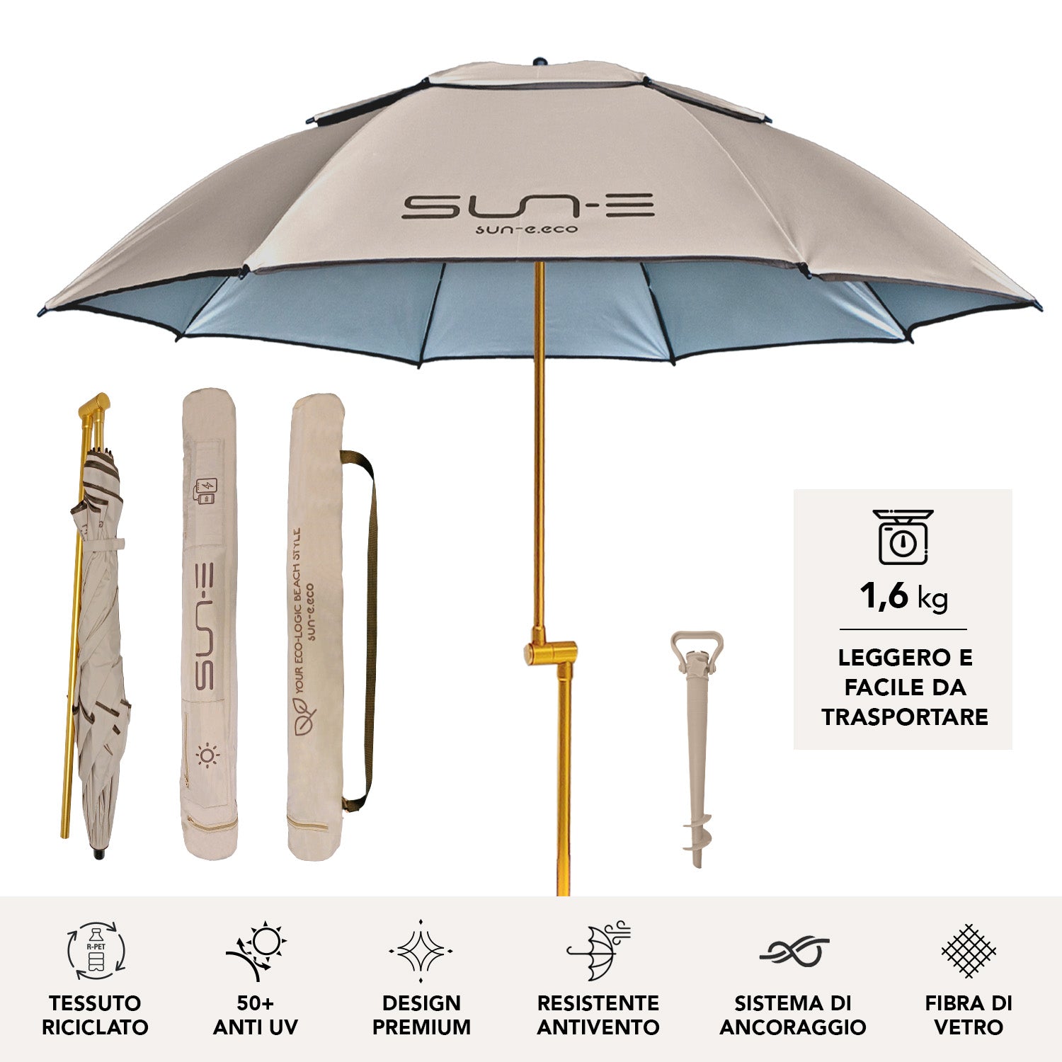 InfiniPower Ombrellone Da Giardino 2,7 M – 8 Stecche, Inclinabile E Con Manovella, Tessuto Poliestere Impermeabile UV