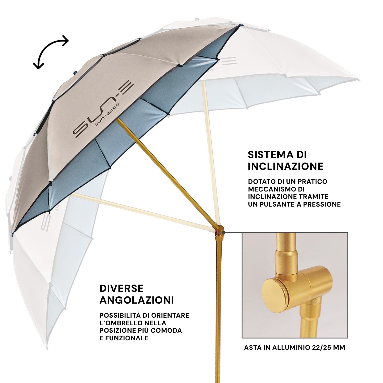 Ombrellone da Esterno con Power Bank Solare - Perletti