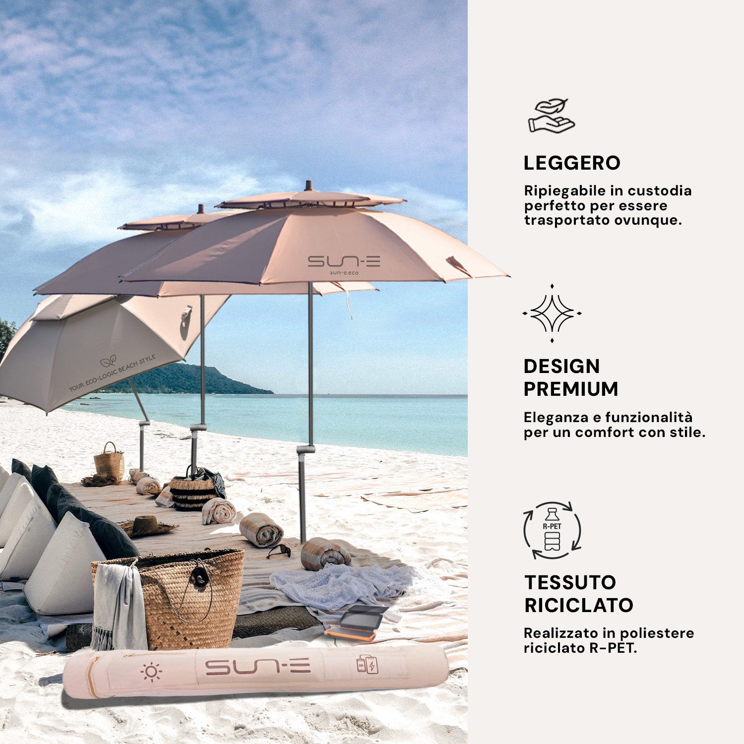 Ombrellone da Esterno con Power Bank Solare - Perletti