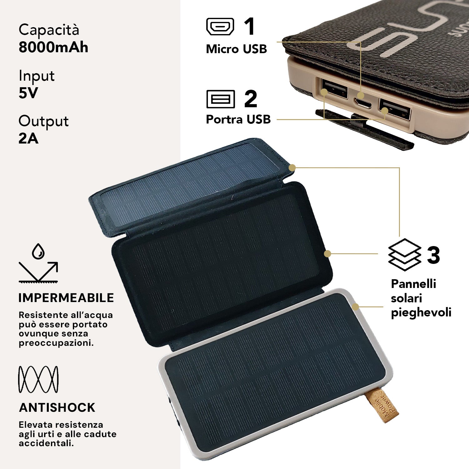 Power Bank Ricarica Solare - Perletti