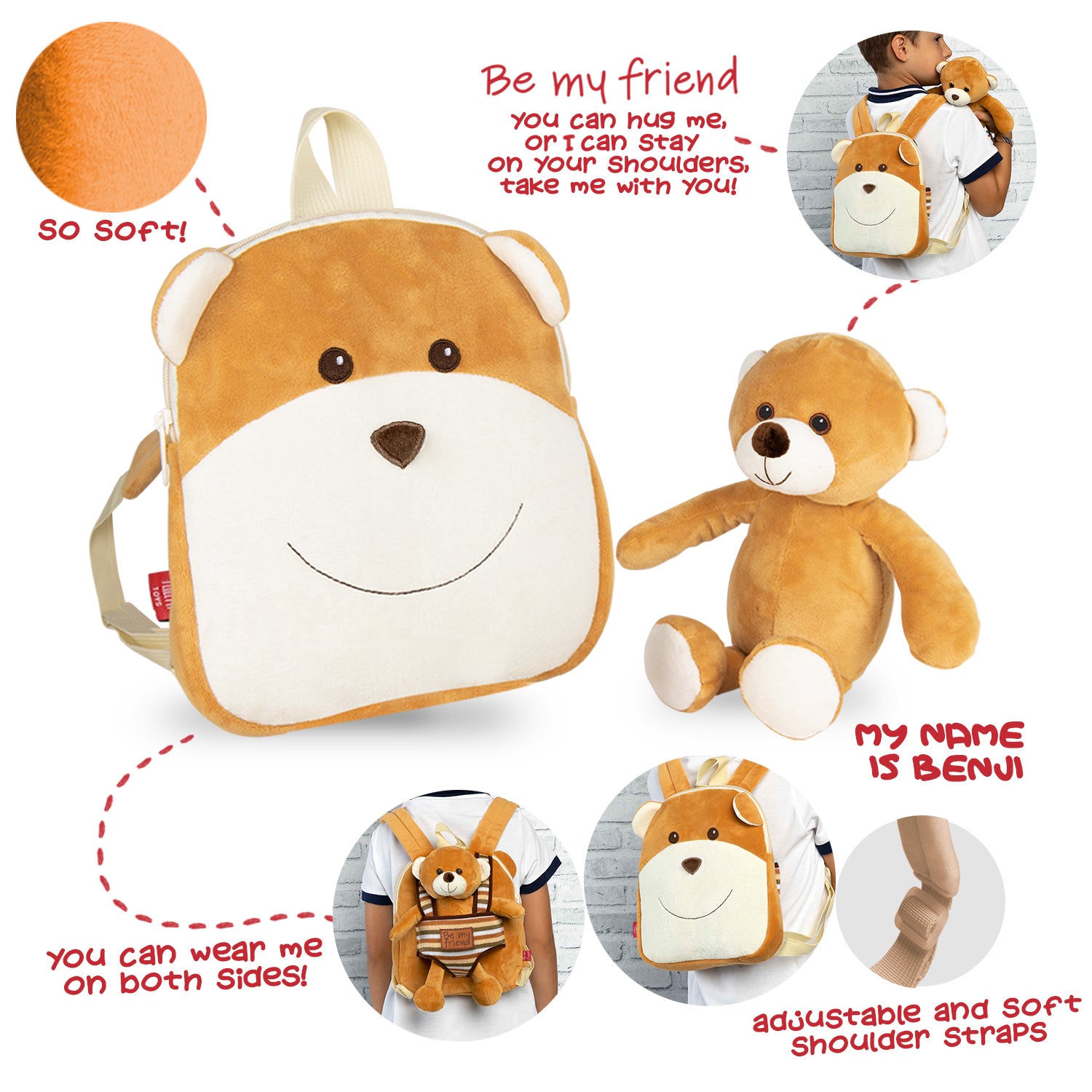 Zainetto Reversibile con Peluche - Perletti