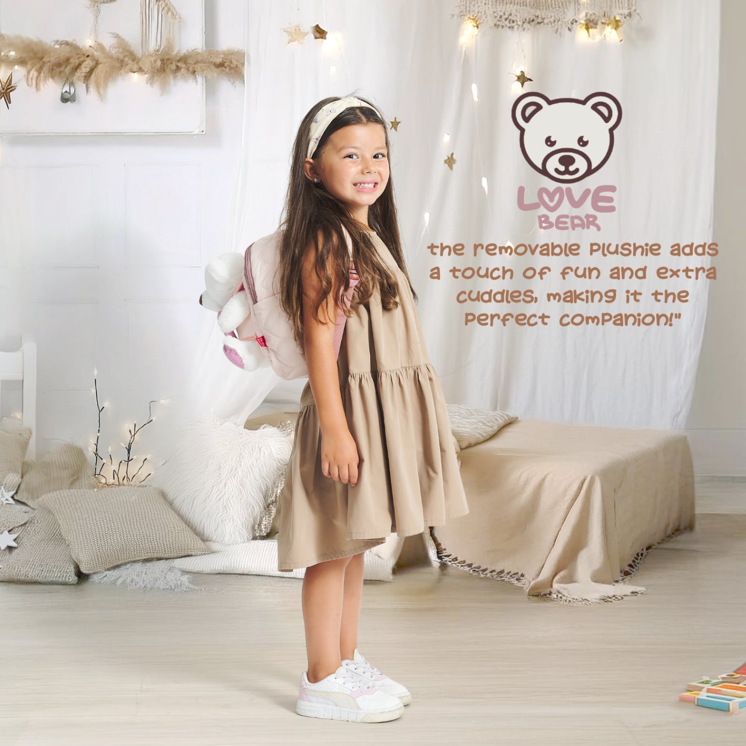 Zainetto Rosa con Orsetto Polare - Perletti