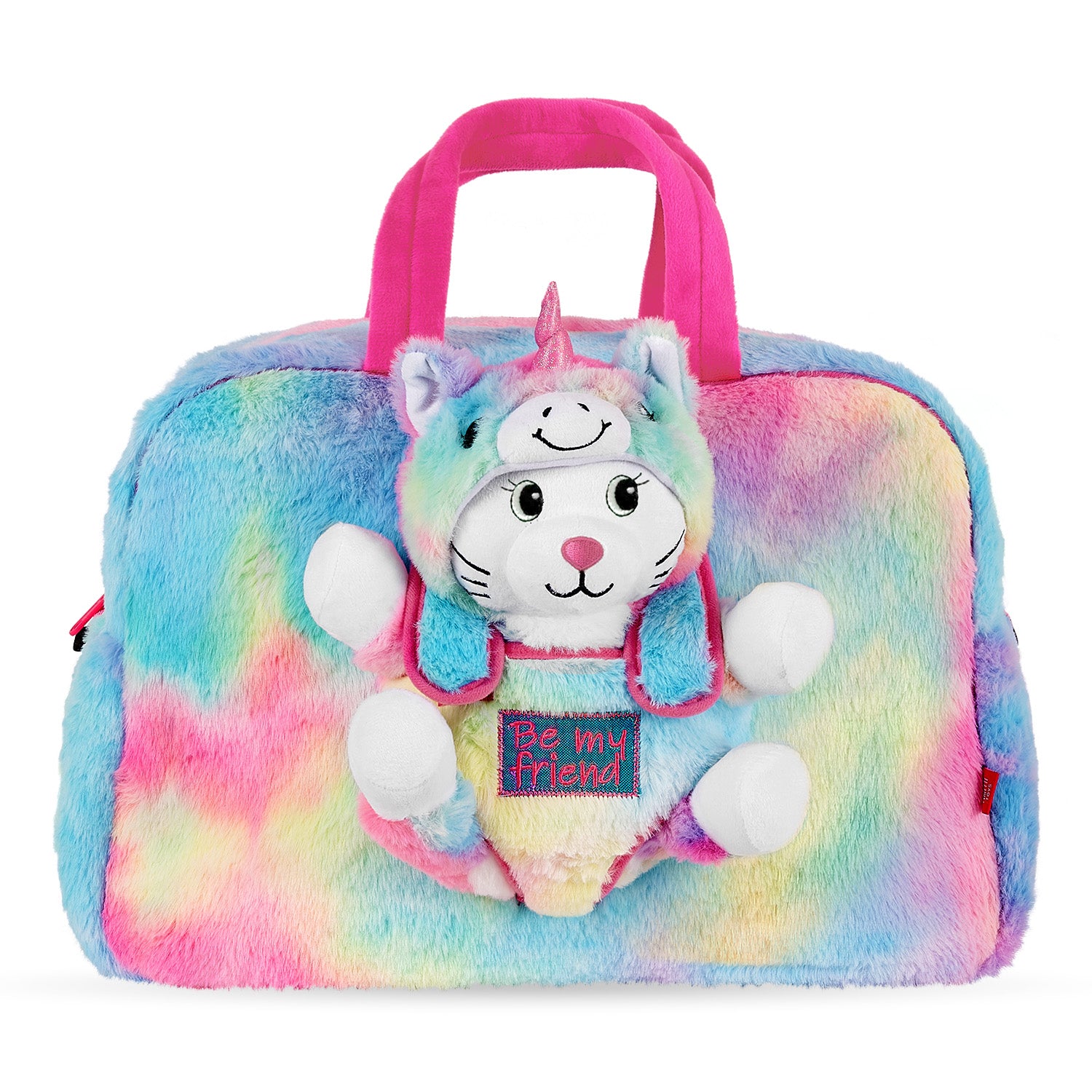 Brubaker Peluche Arcobaleno Unicorno in Borsetta - 20 cm - Peluche in Borsa - Rosa