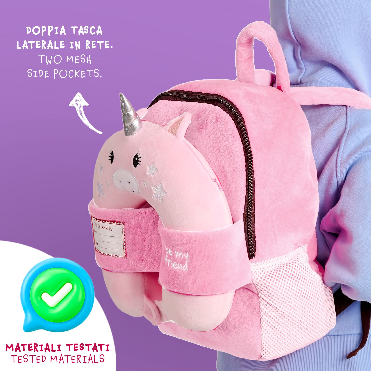 Zainetto con Cuscino da Viaggio Unicorno