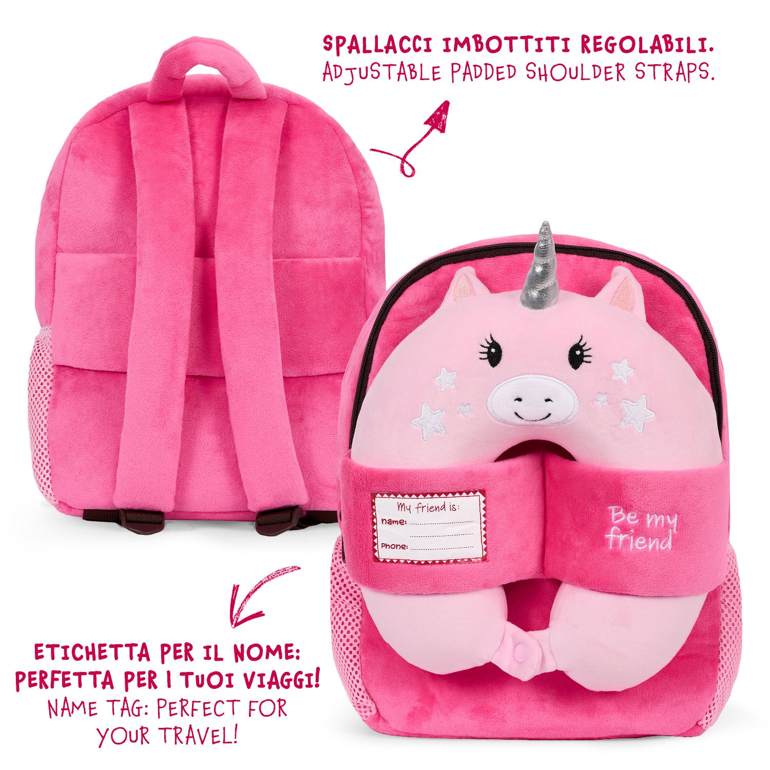 Zainetto con Cuscino da Viaggio Unicorno - Perletti