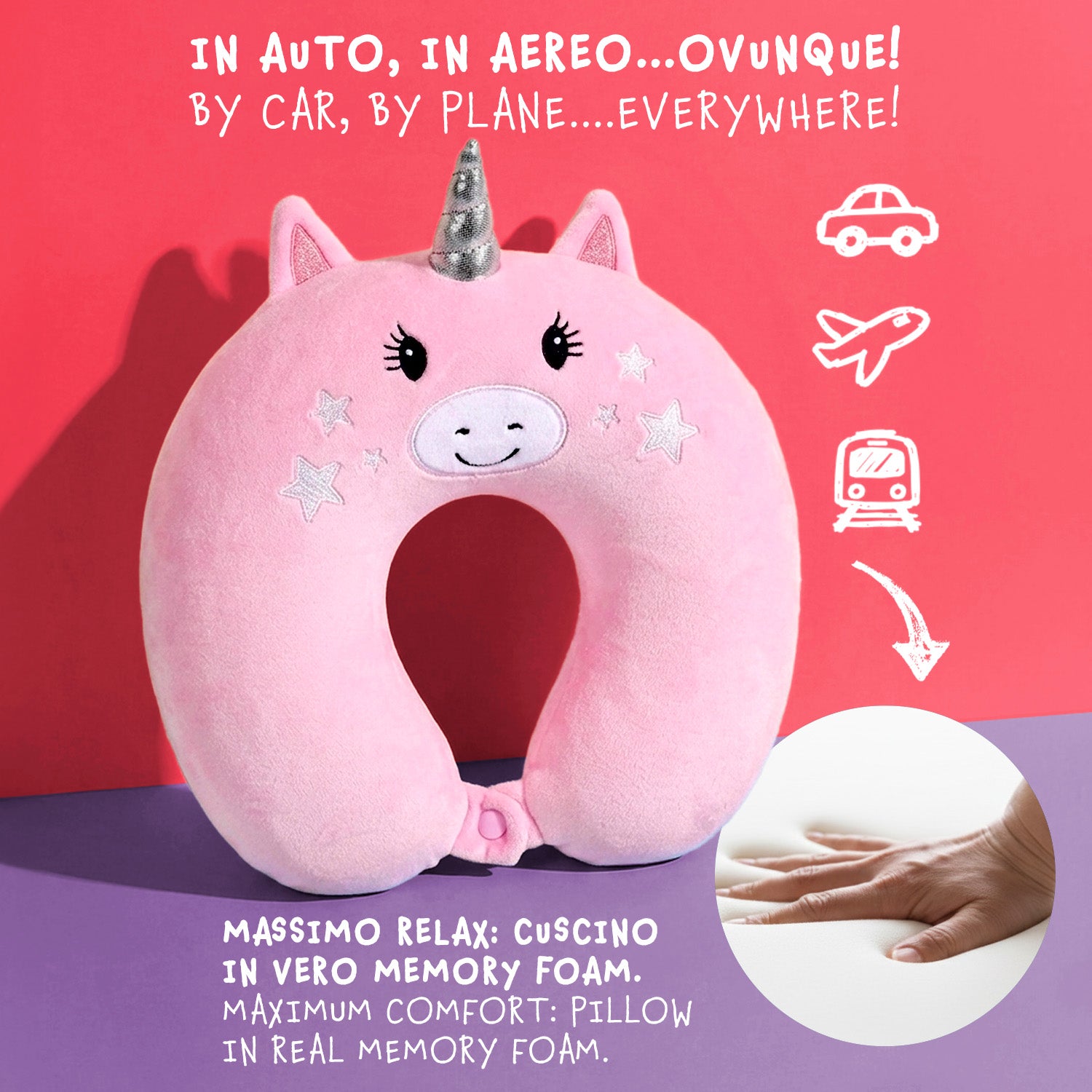 Zainetto con Cuscino da Viaggio Unicorno - Perletti