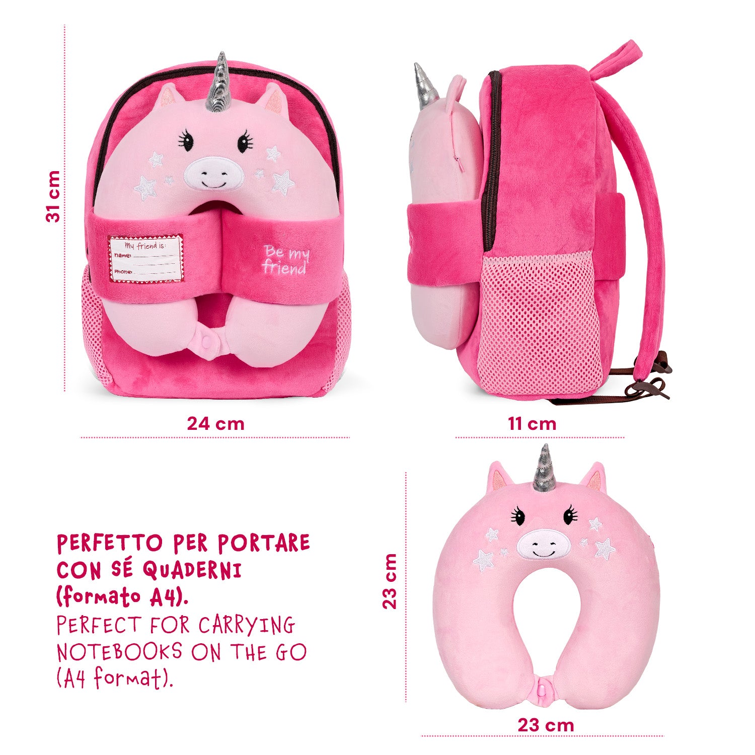 Zainetto con Cuscino da Viaggio Unicorno - Perletti