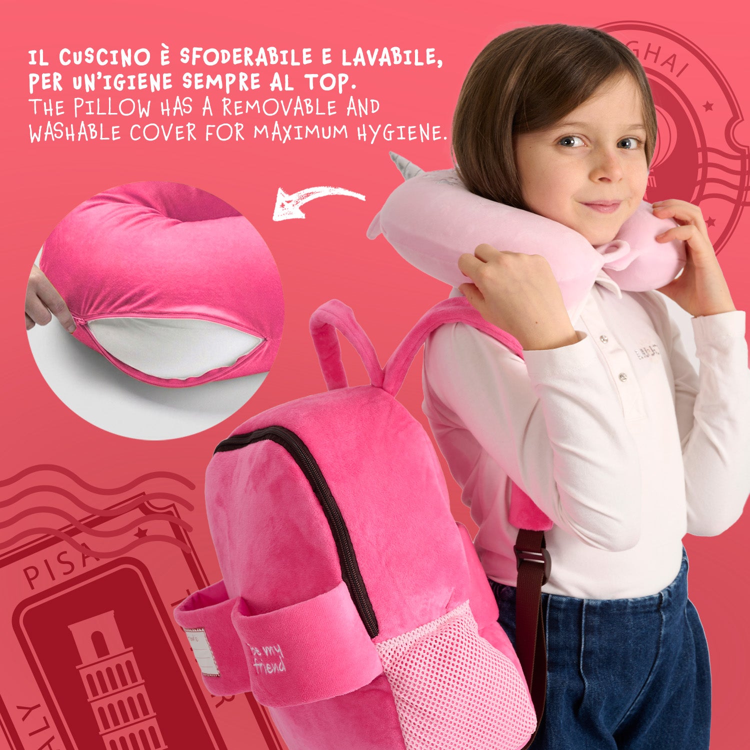 Zainetto con Cuscino da Viaggio Unicorno - Perletti