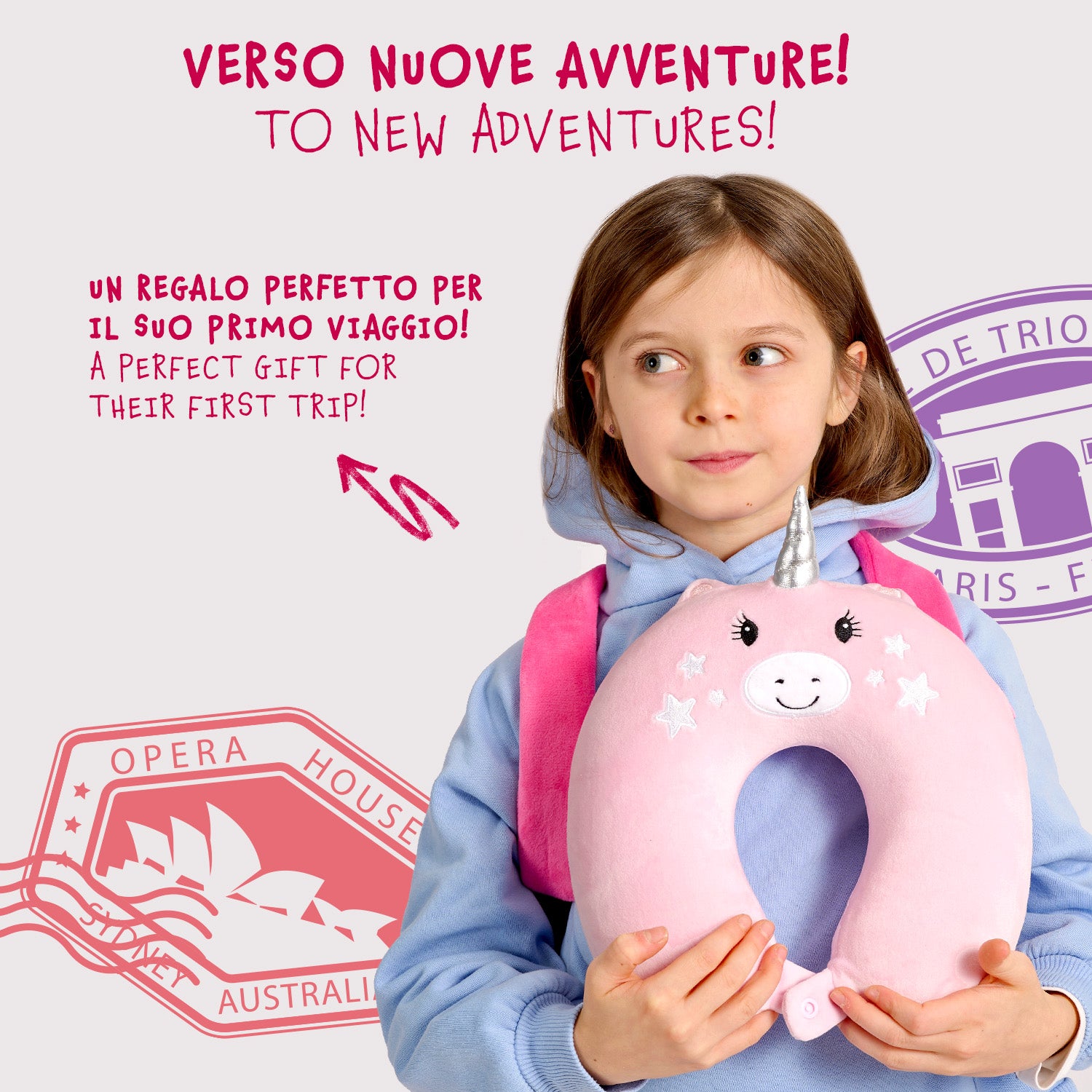 Zainetto con Cuscino da Viaggio Unicorno - Perletti