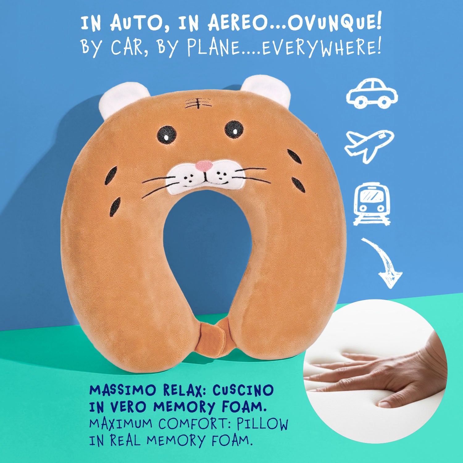 Zainetto con Cuscino da Viaggio Gatto