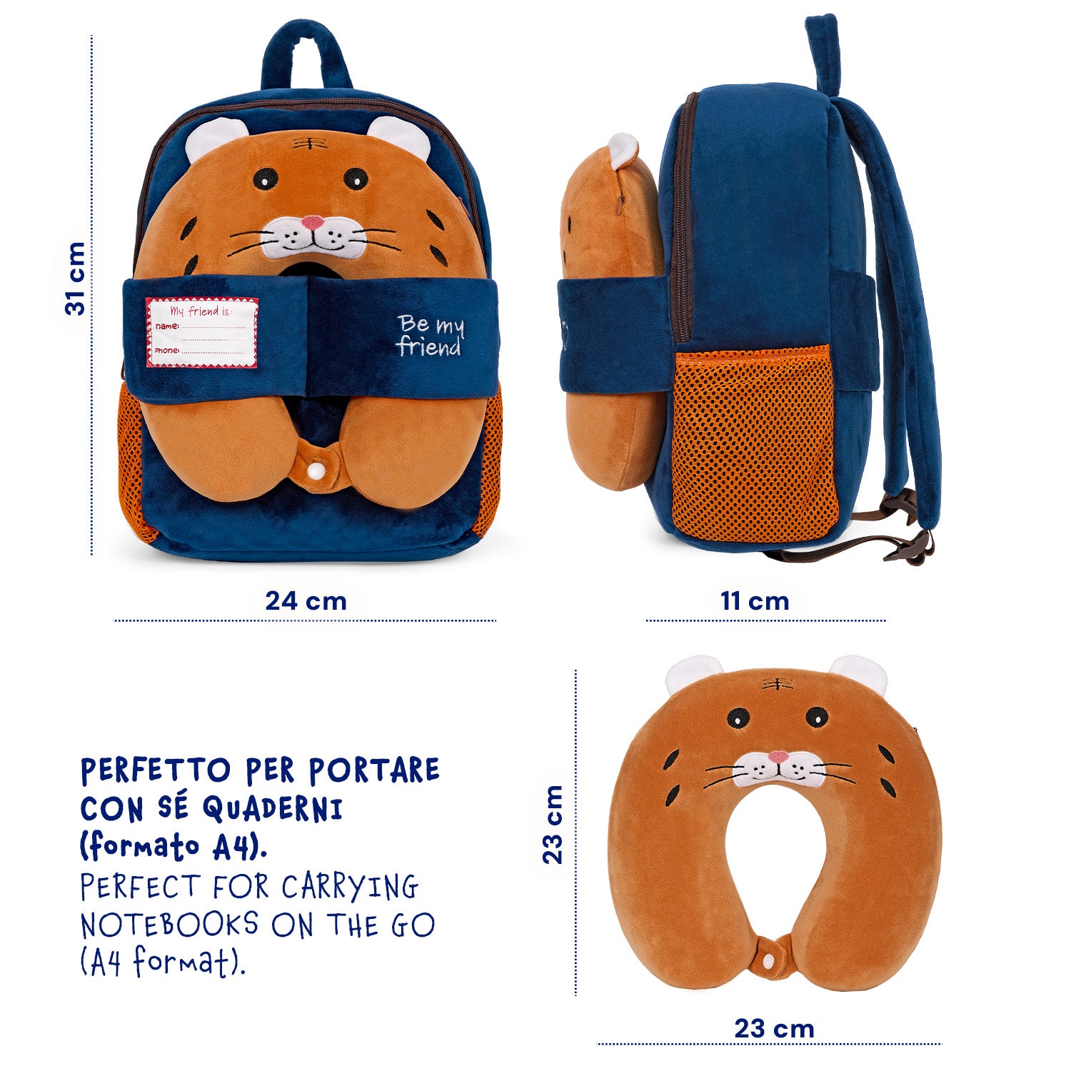 Zainetto con Cuscino da Viaggio Gatto - Perletti