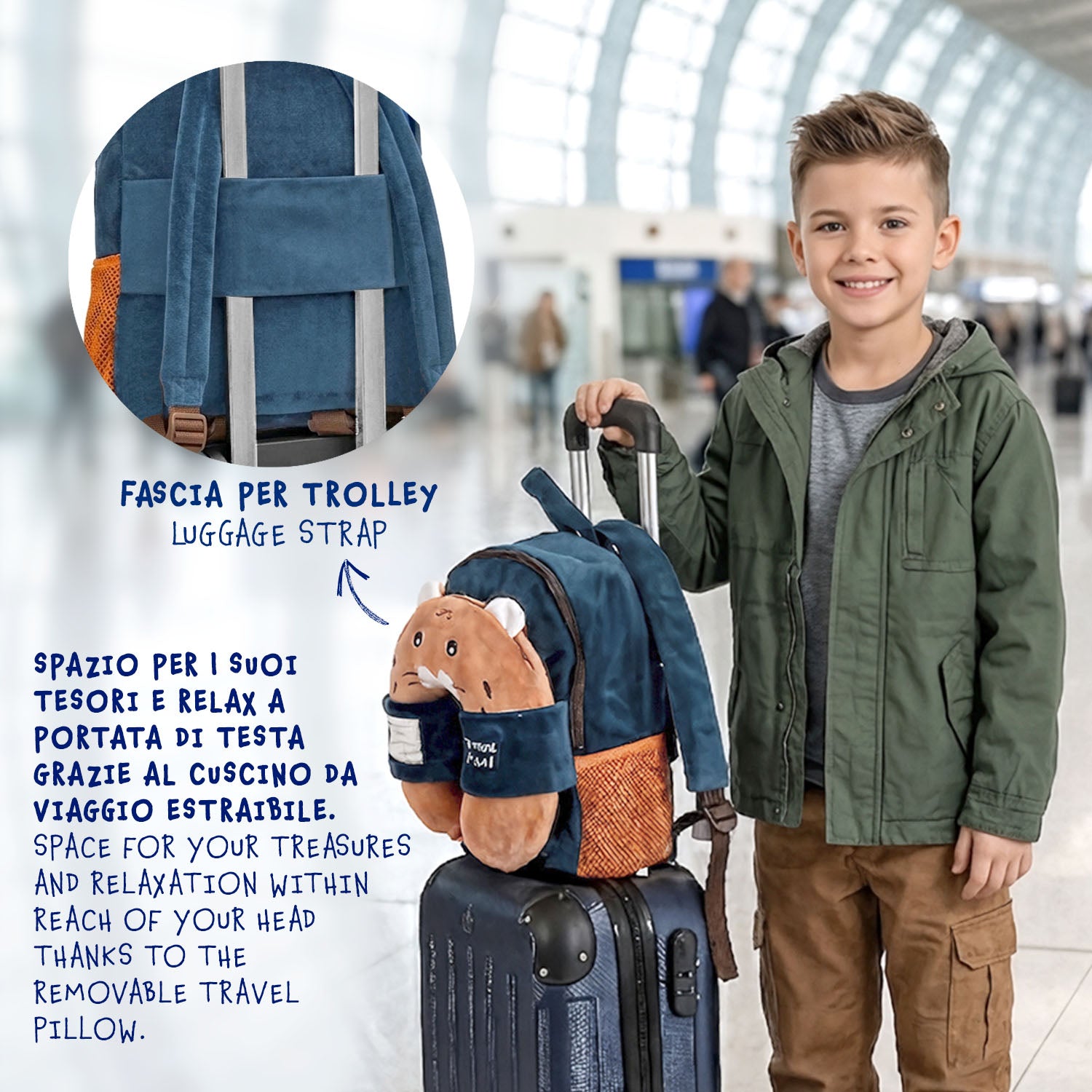 Zainetto con Cuscino da Viaggio Gatto