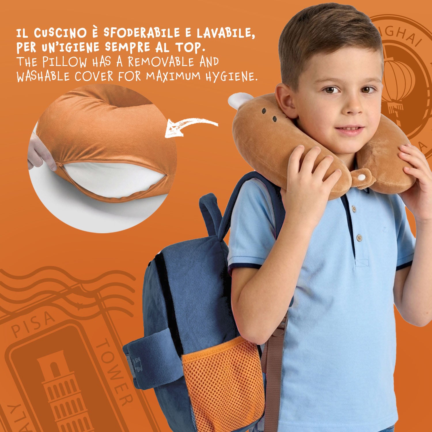 Zainetto con Cuscino da Viaggio Gatto