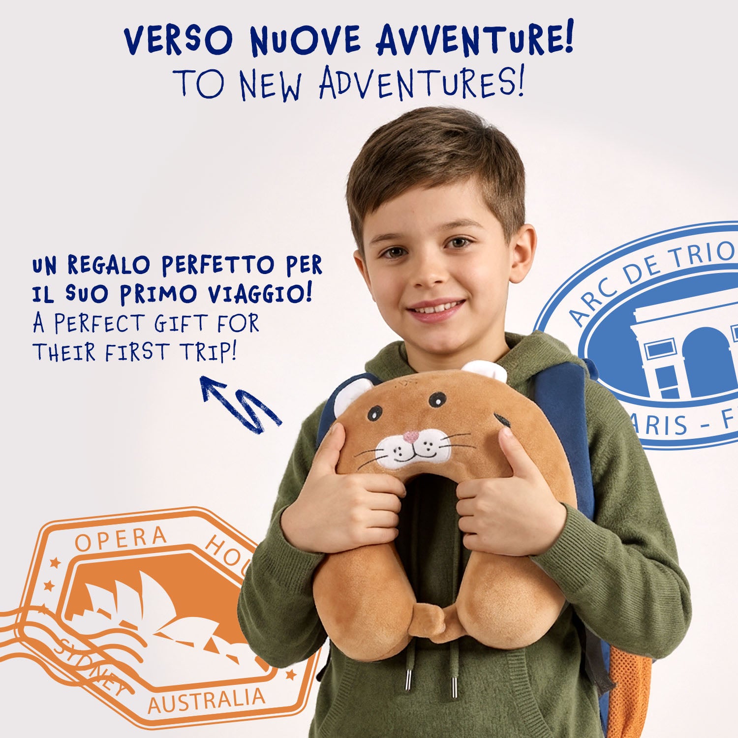 Zainetto con Cuscino da Viaggio Gatto