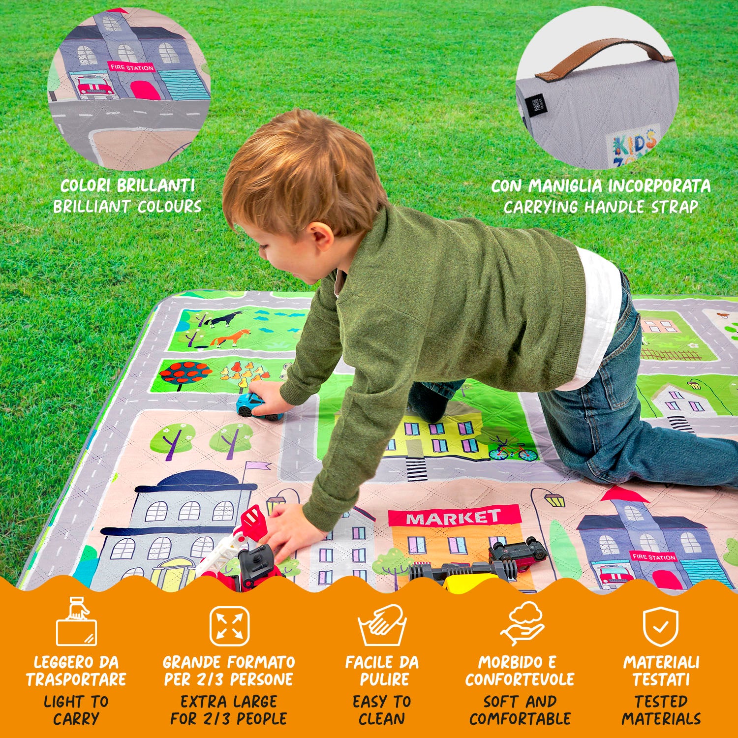 Telo Picnic Bambini Pista Macchinine - Perletti