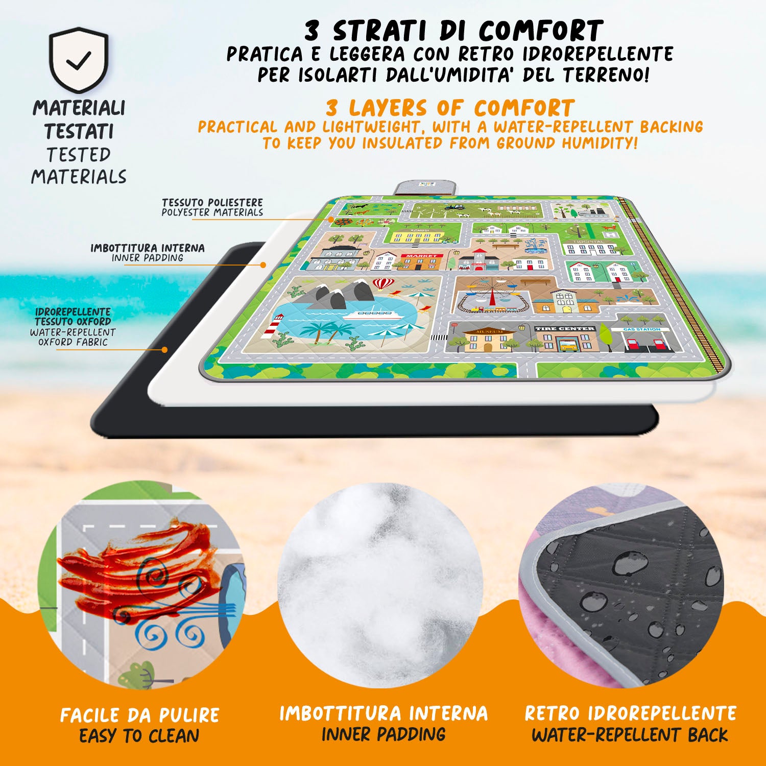 Telo Picnic Bambini Pista Macchinine - Perletti