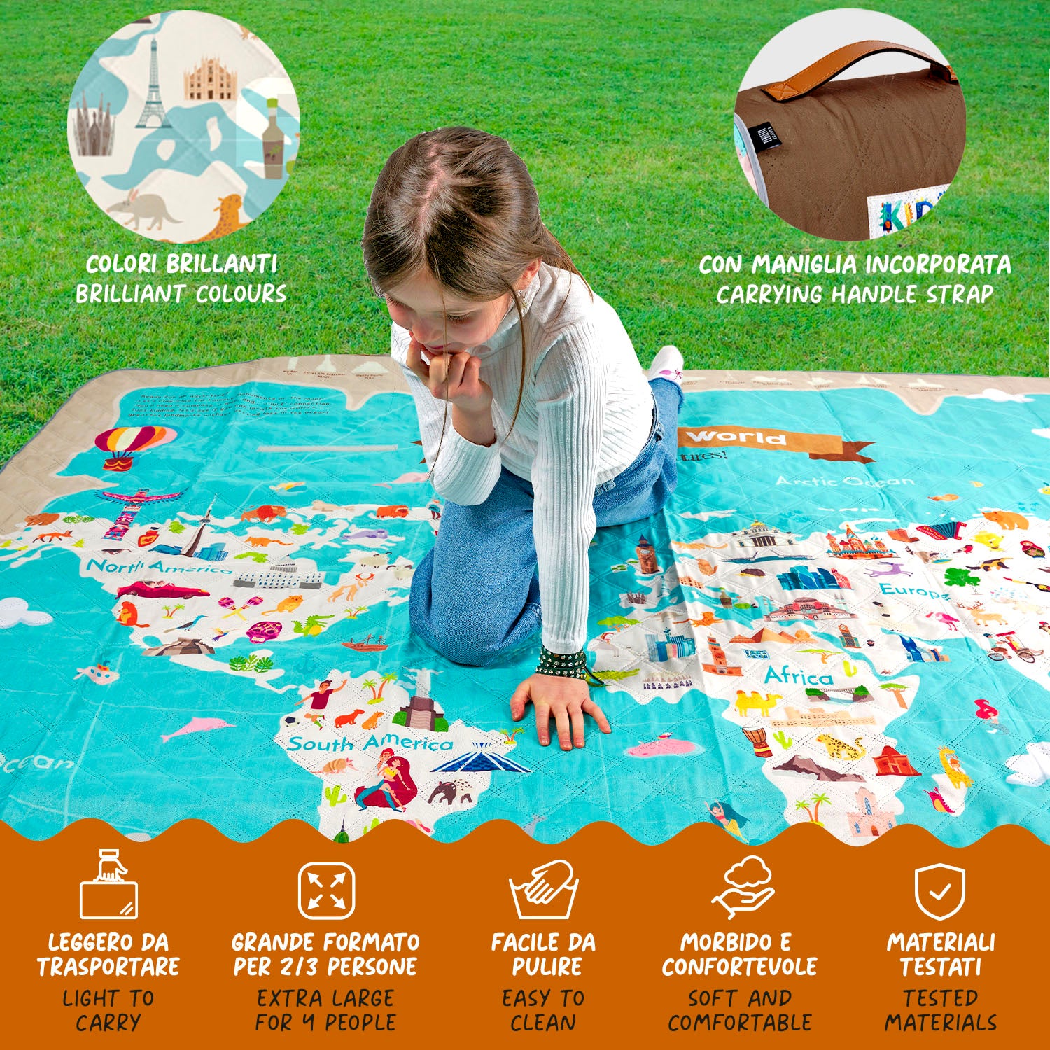 Telo Picnic Bambini Mappamondo - Perletti