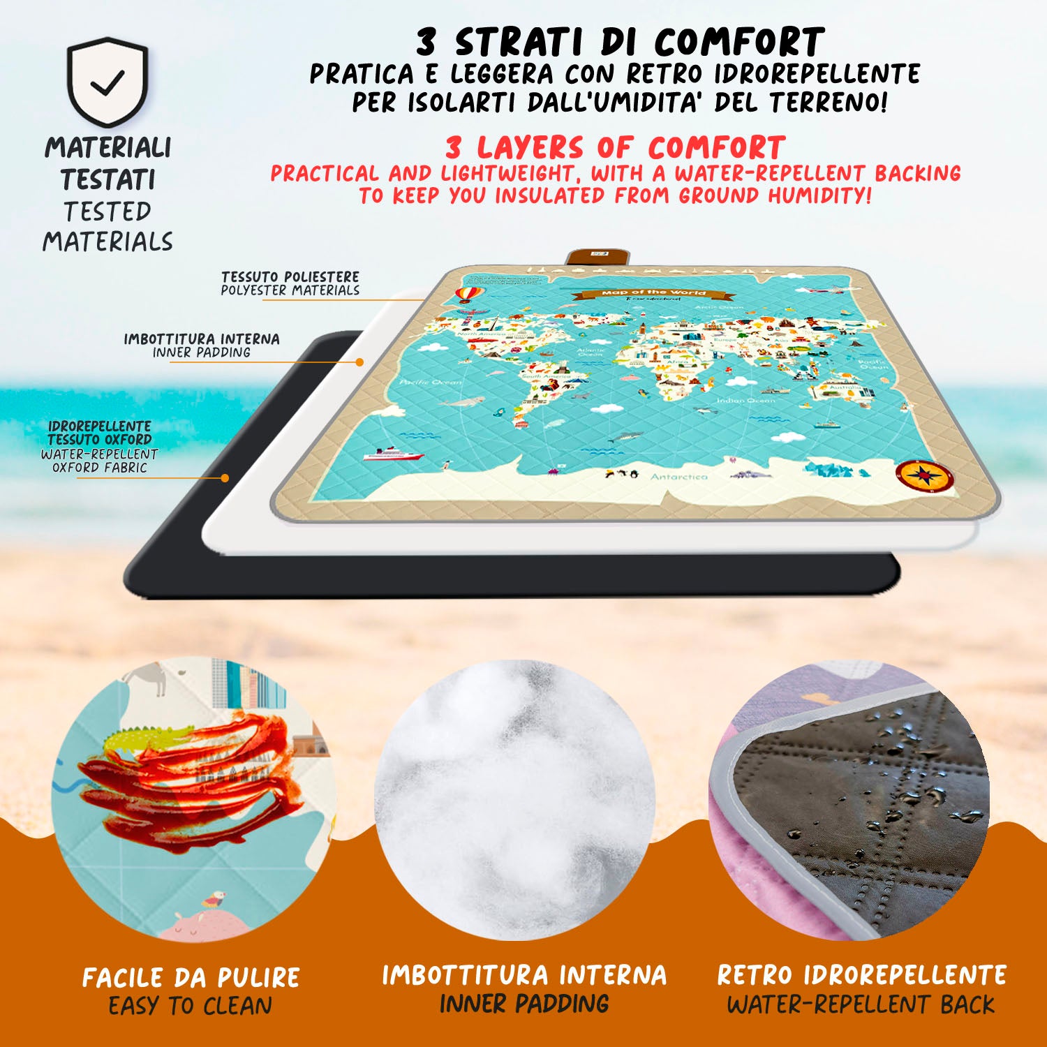 Telo Picnic Bambini Mappamondo - Perletti