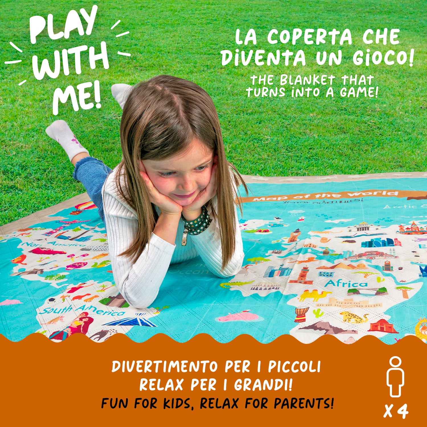 Telo Picnic Bambini Mappamondo - Perletti