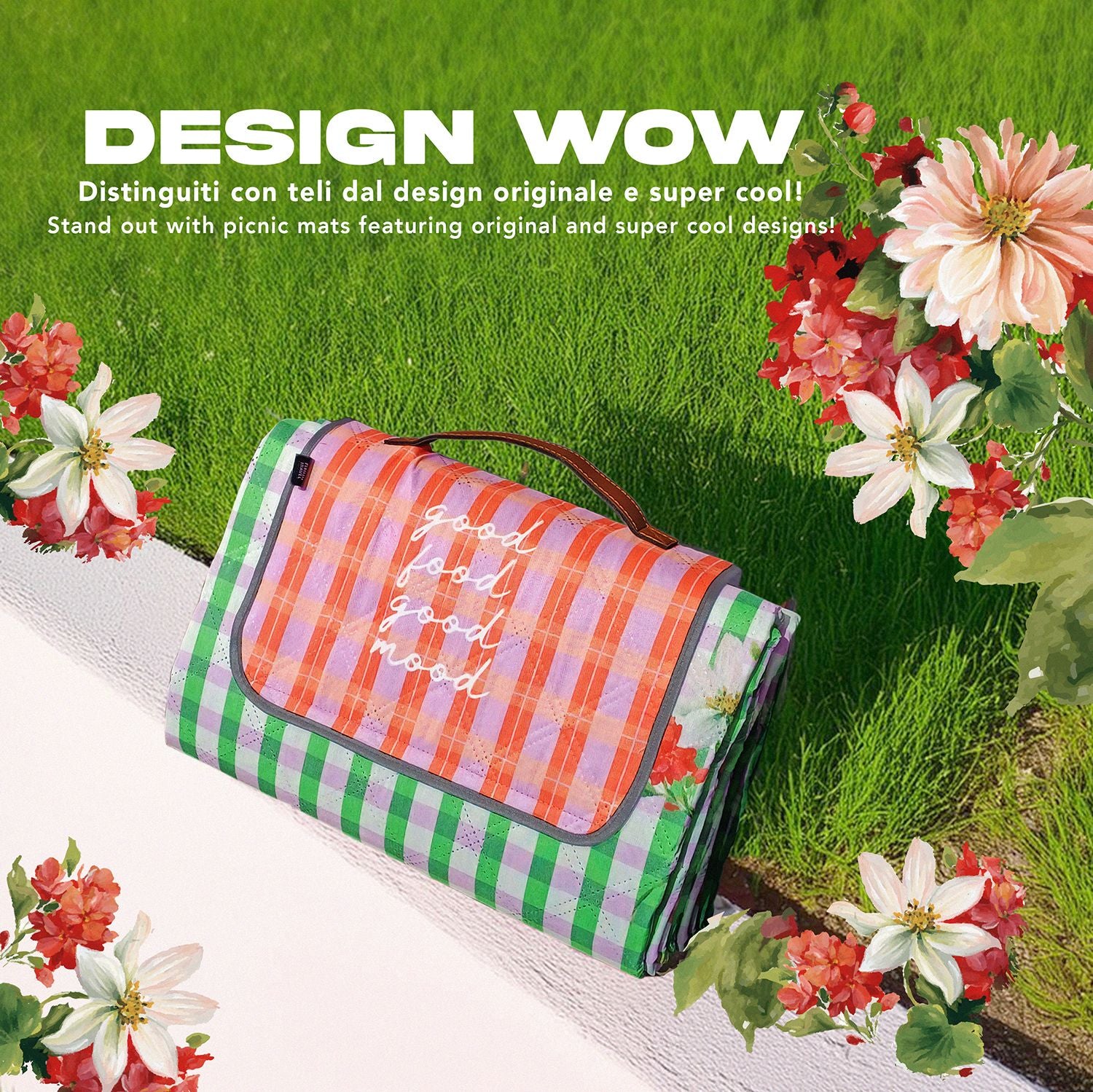 Telo Picnic Adulto Vichy Floreale - Perletti