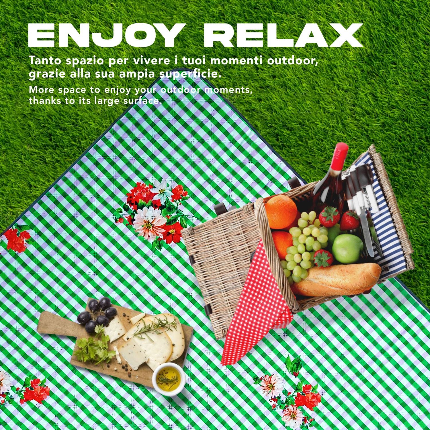 Telo Picnic Adulto Vichy Floreale - Perletti