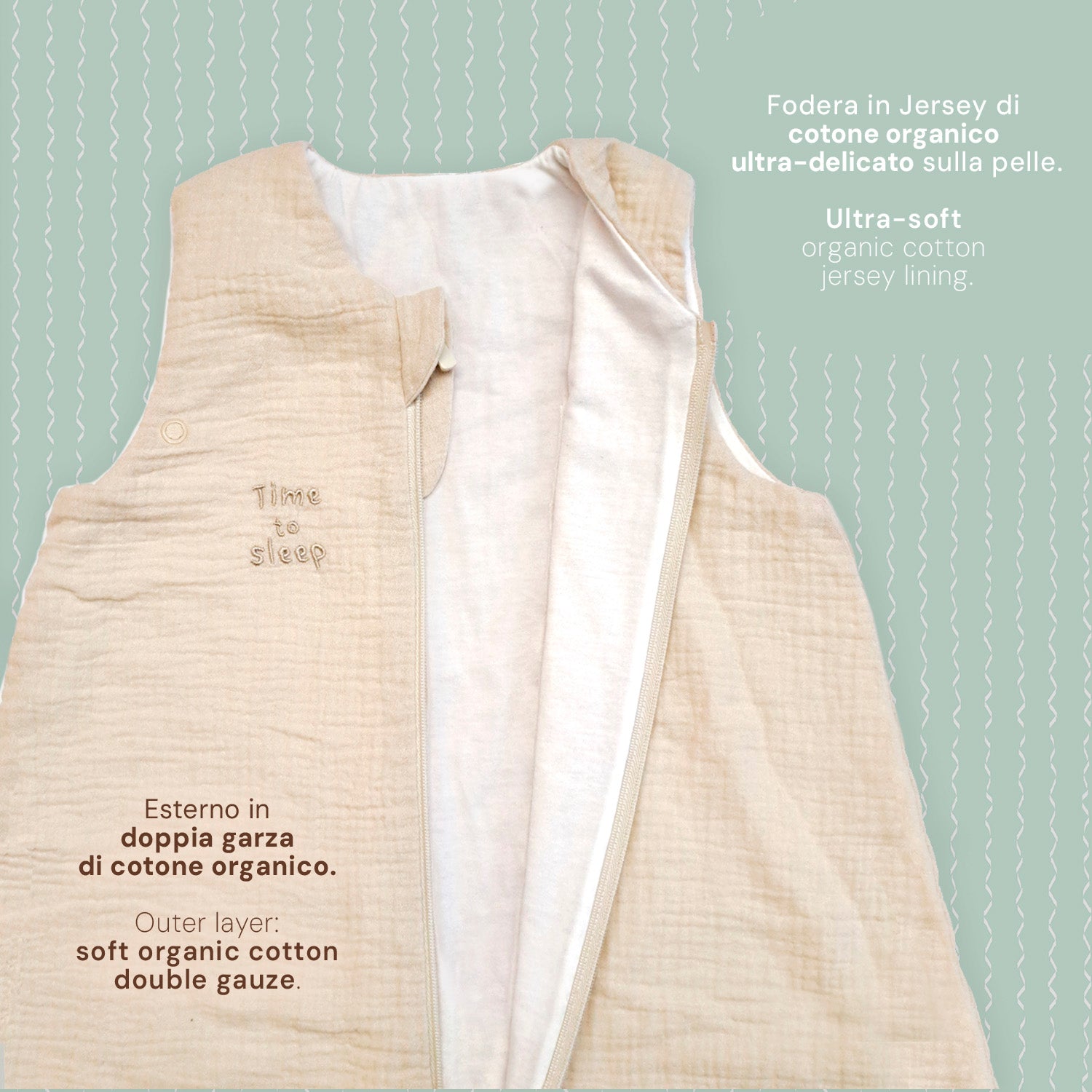 Sacco Nanna 1.0 TOG in Cotone Organico con Piedini - Perletti