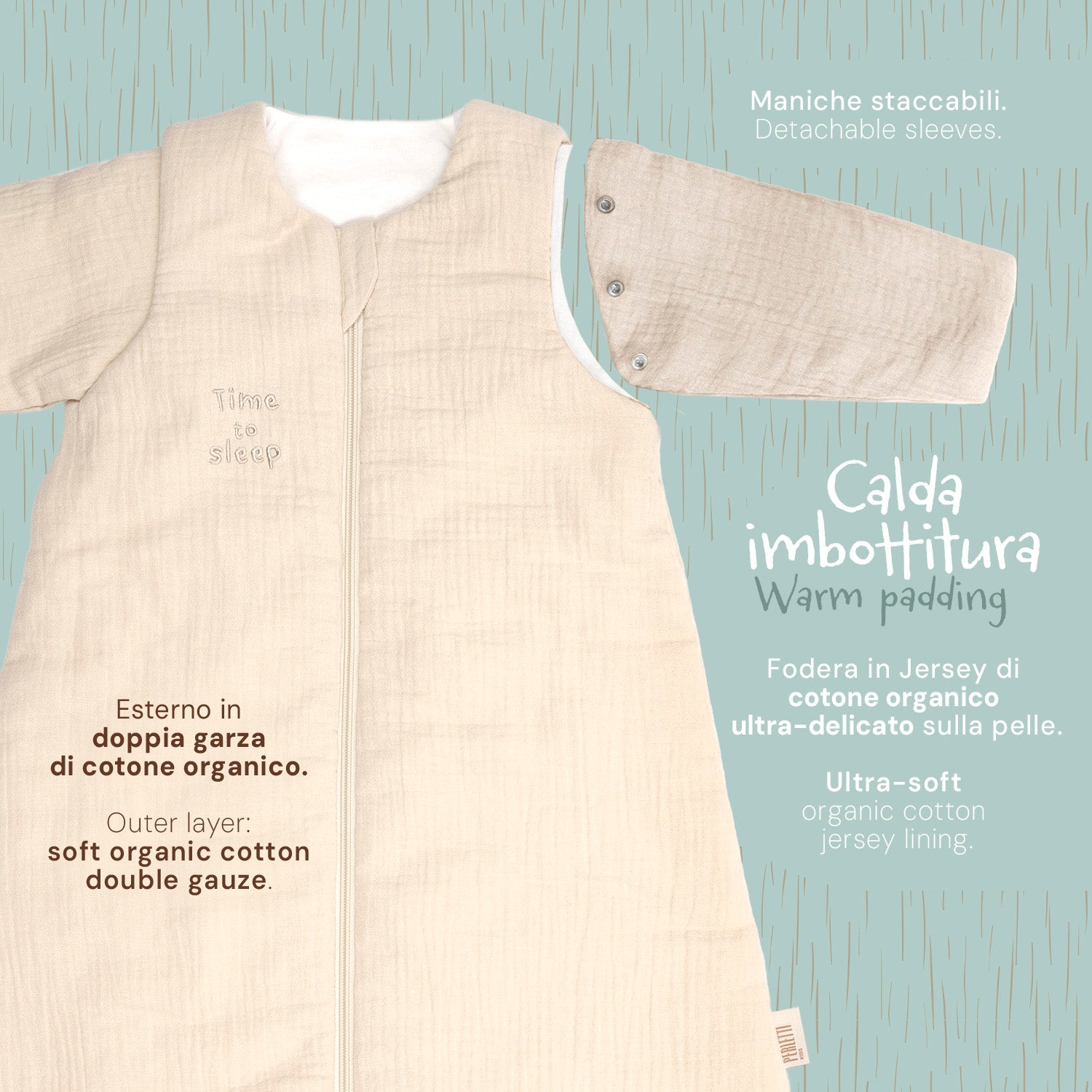 Sacco Nanna 2.5 TOG in Cotone Organico con Maniche Staccabili - Perletti