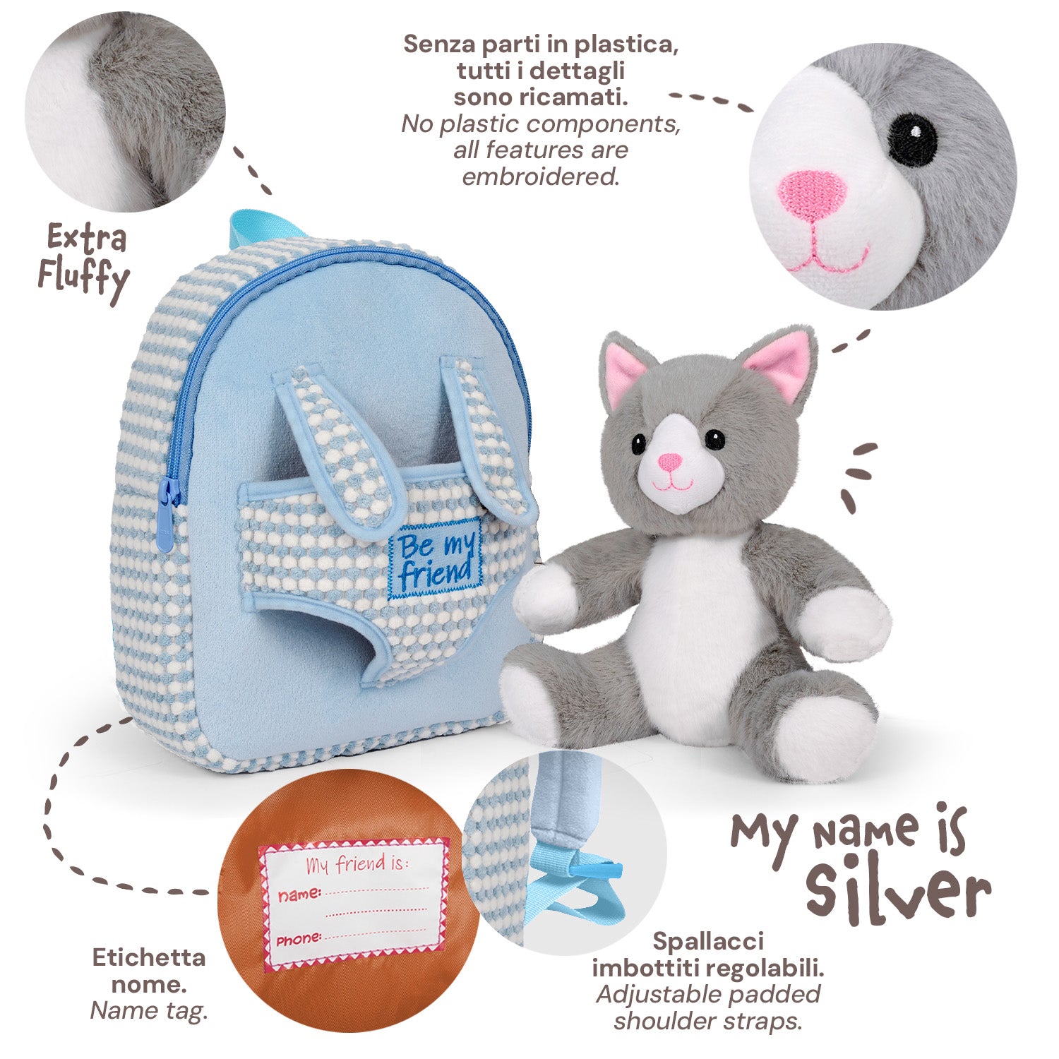 Zainetto con Peluche Gatto