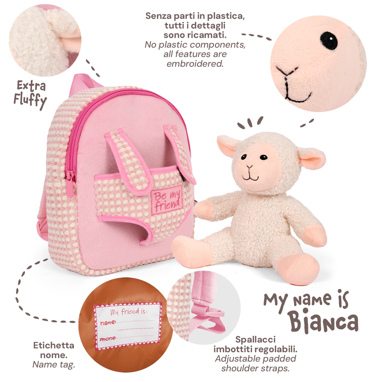 Zainetto con Peluche Pecora