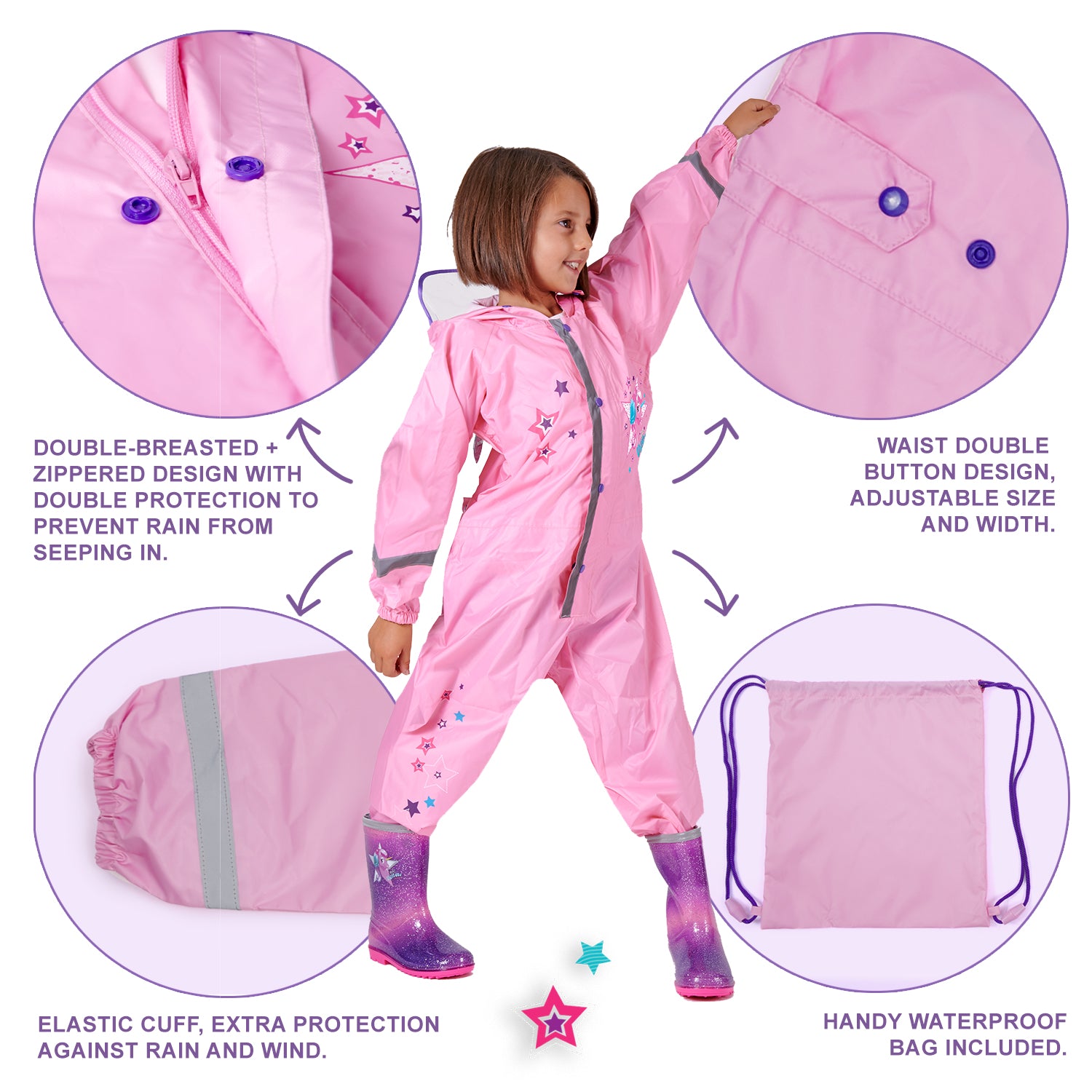 Tuta Impermeabile Bambina Unicorno