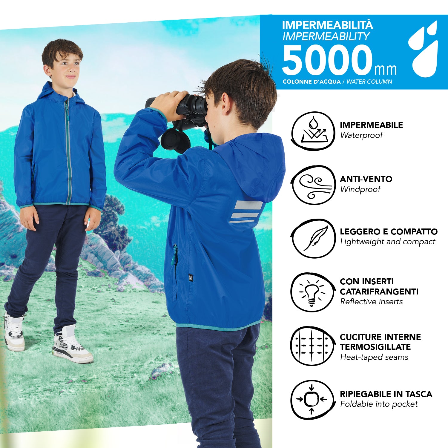 Giacca a Vento Impermeabile Bambini - Perletti