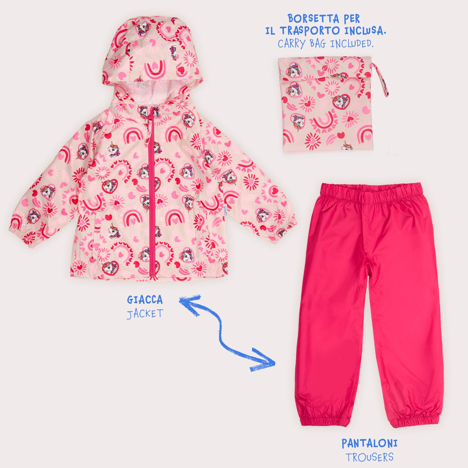 Set Pioggia Impermeabile Bambina - Perletti