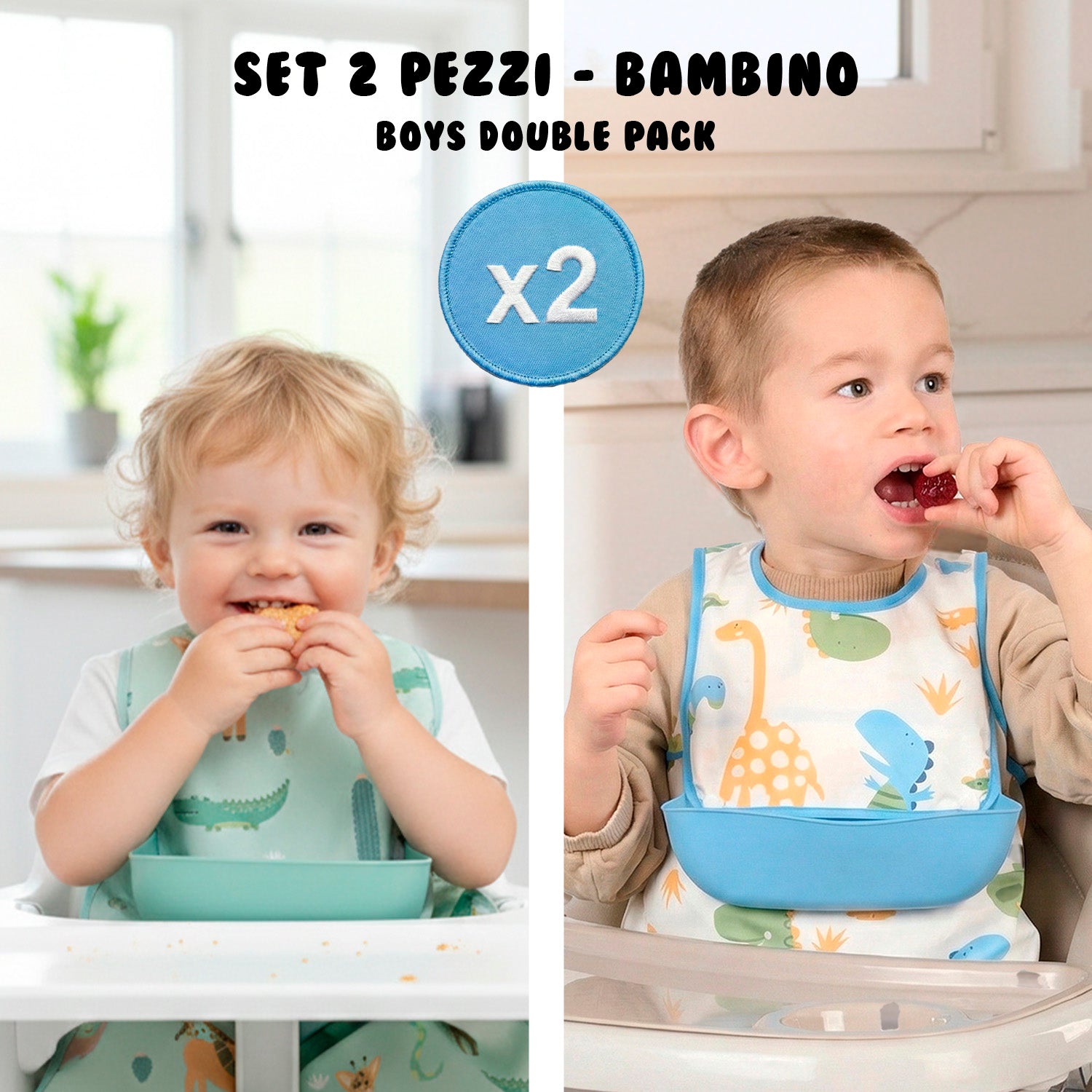 Bavaglino Impermeabile - Pack Doppio Bambino - Perletti