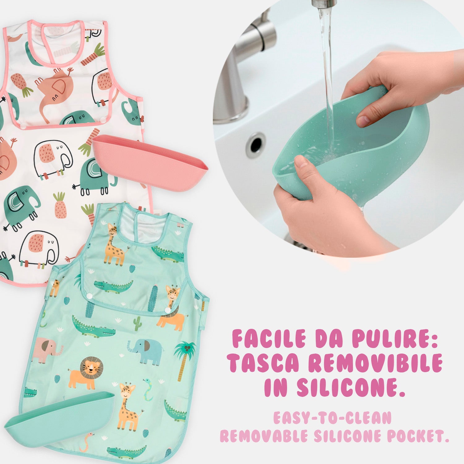 Bavaglino Impermeabile - Pack Doppio Bambina - Perletti