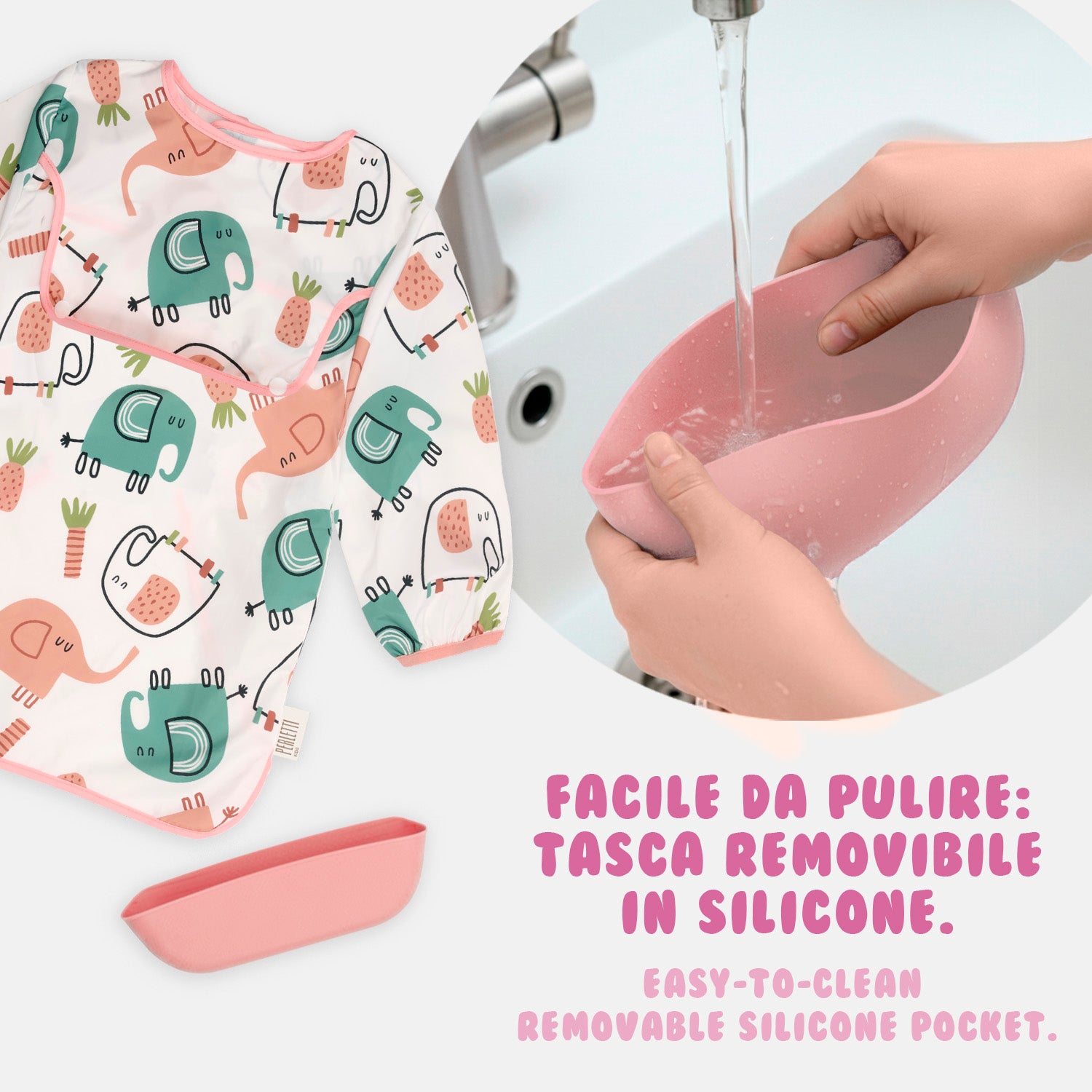 Bavaglino Impermeabile con Maniche - Pack Doppio Bambina - Perletti