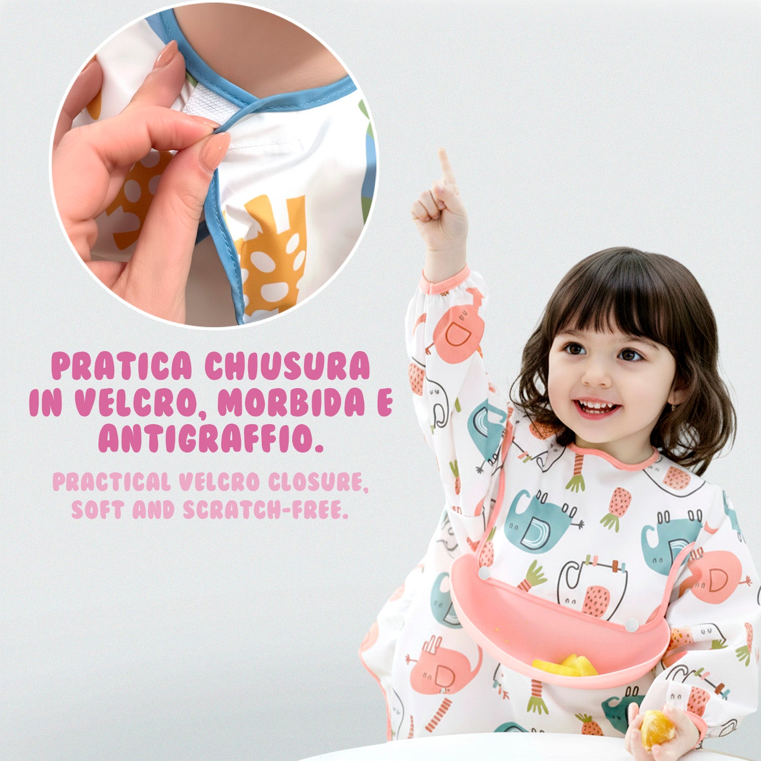 Bavaglino Impermeabile con Maniche - Pack Doppio Bambina - Perletti