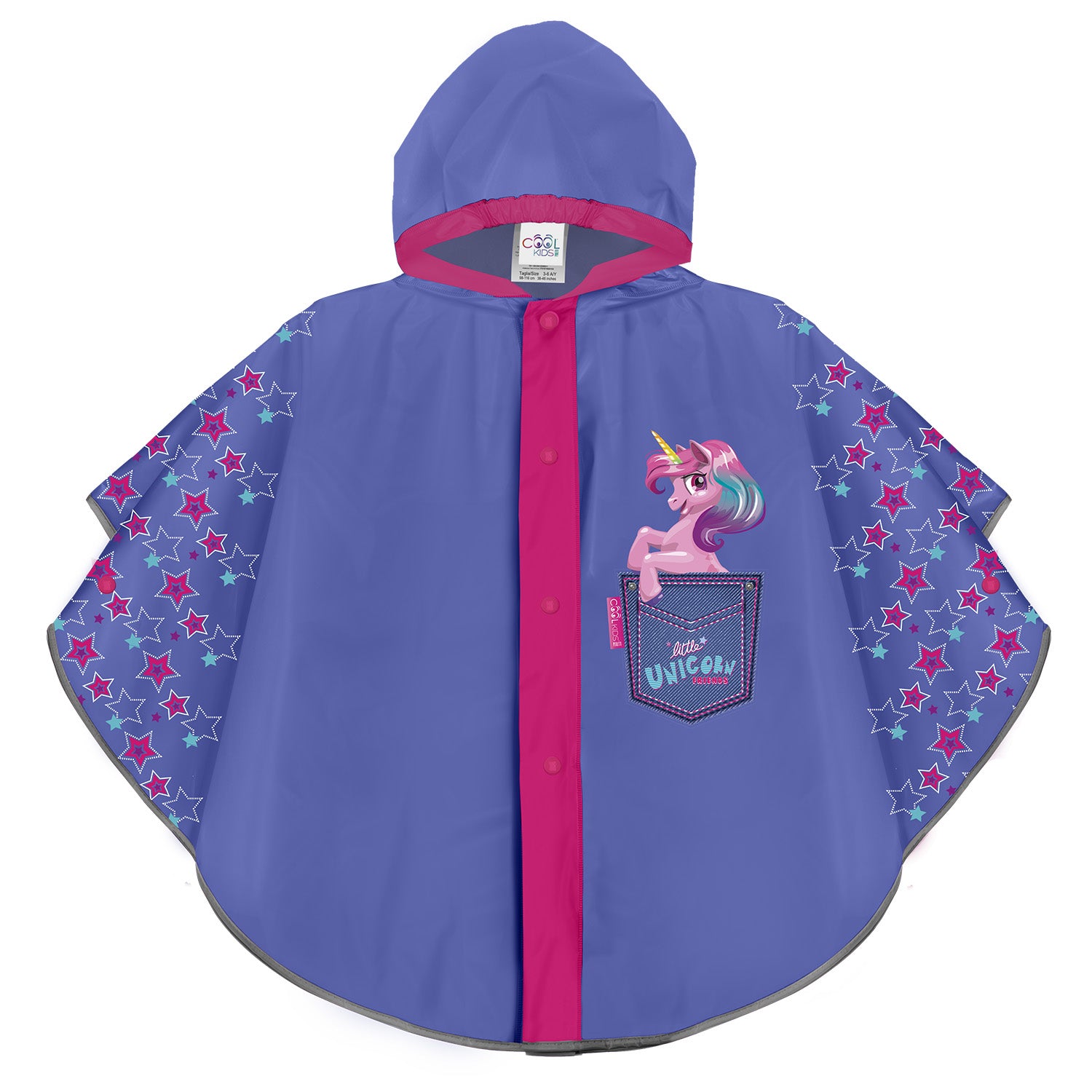 PERLETTI Poncho Impermeable Niña Disney Minnie Mouse - Chubasquero De Lluvia Rosa/Morado Con