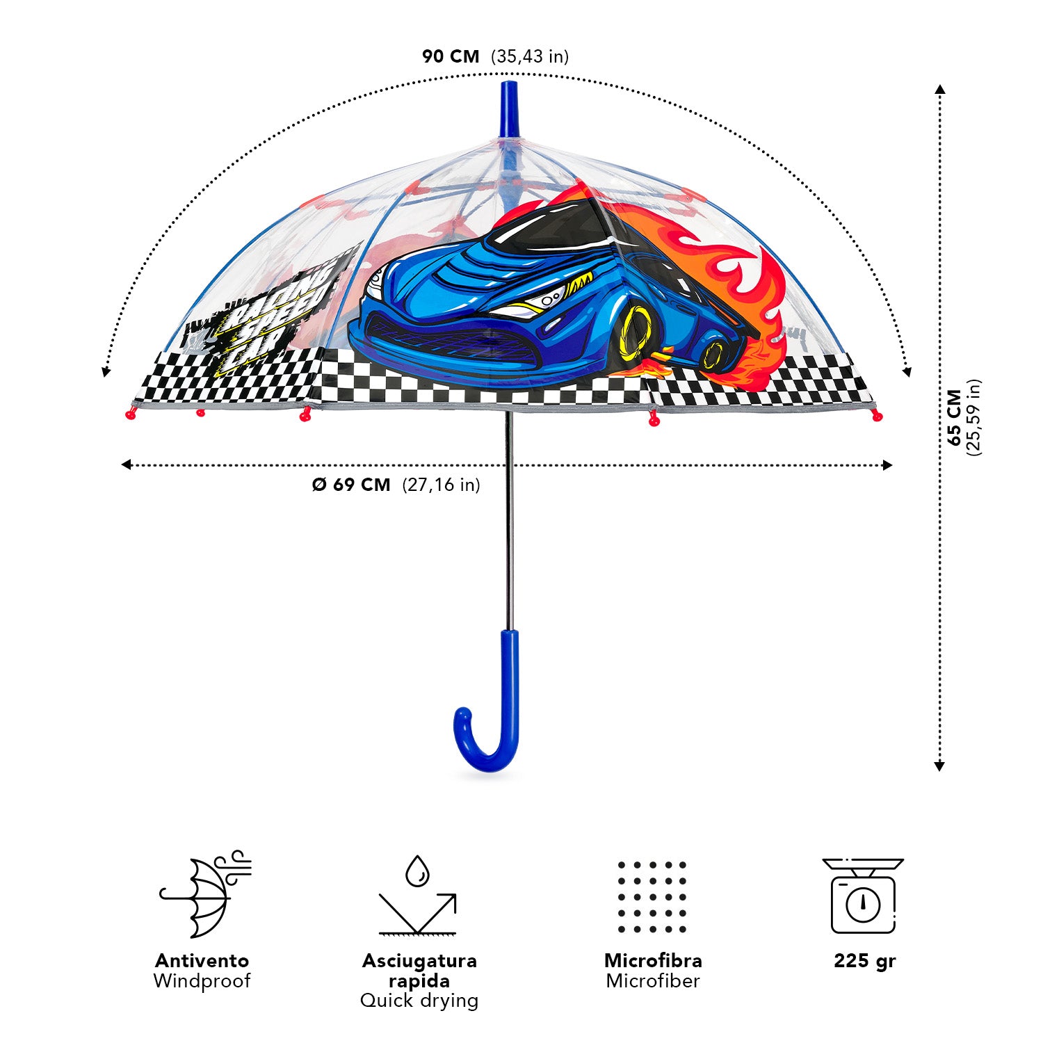Ombrello Trasparente Racing Car - Perletti