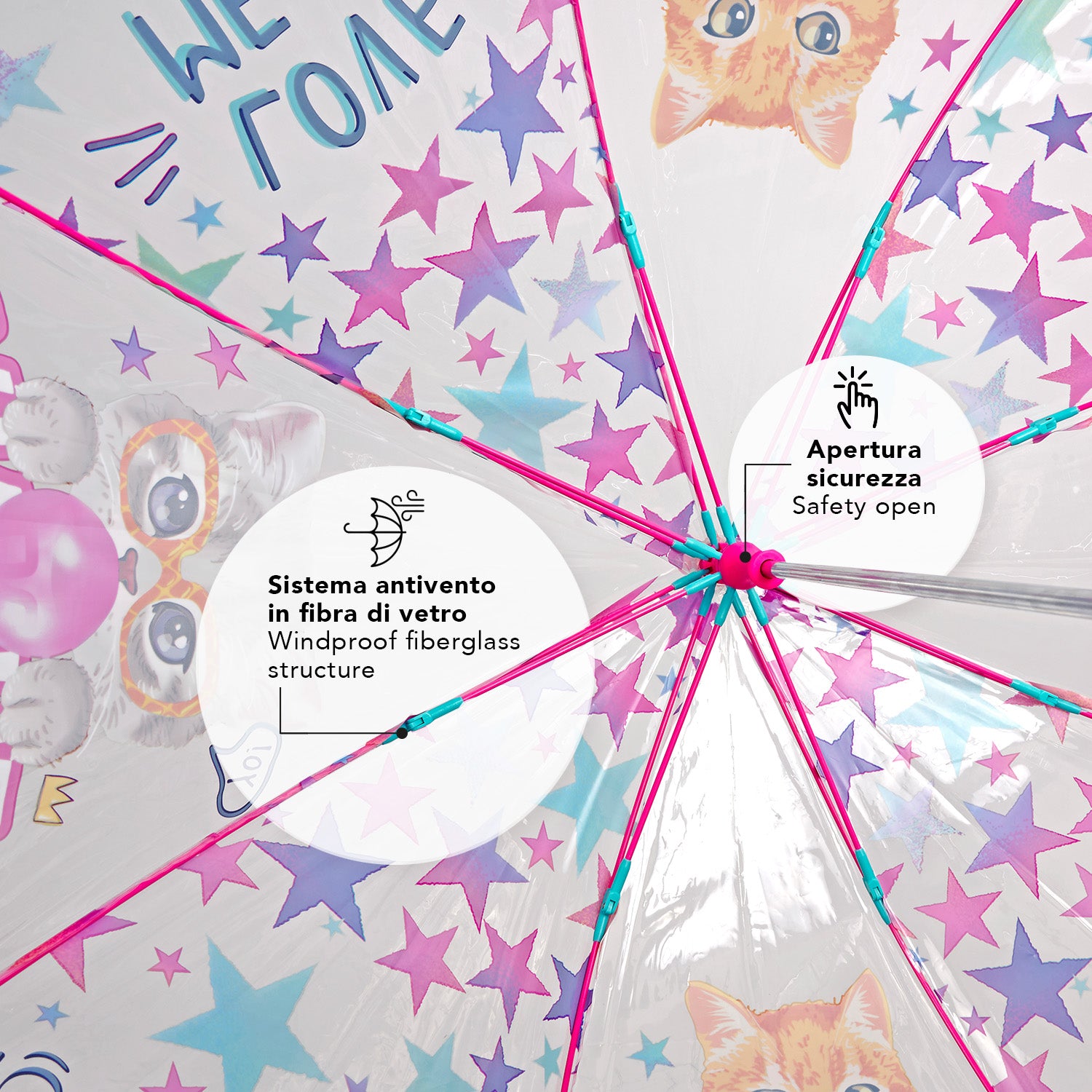 Ombrello Trasparente Funny Cat