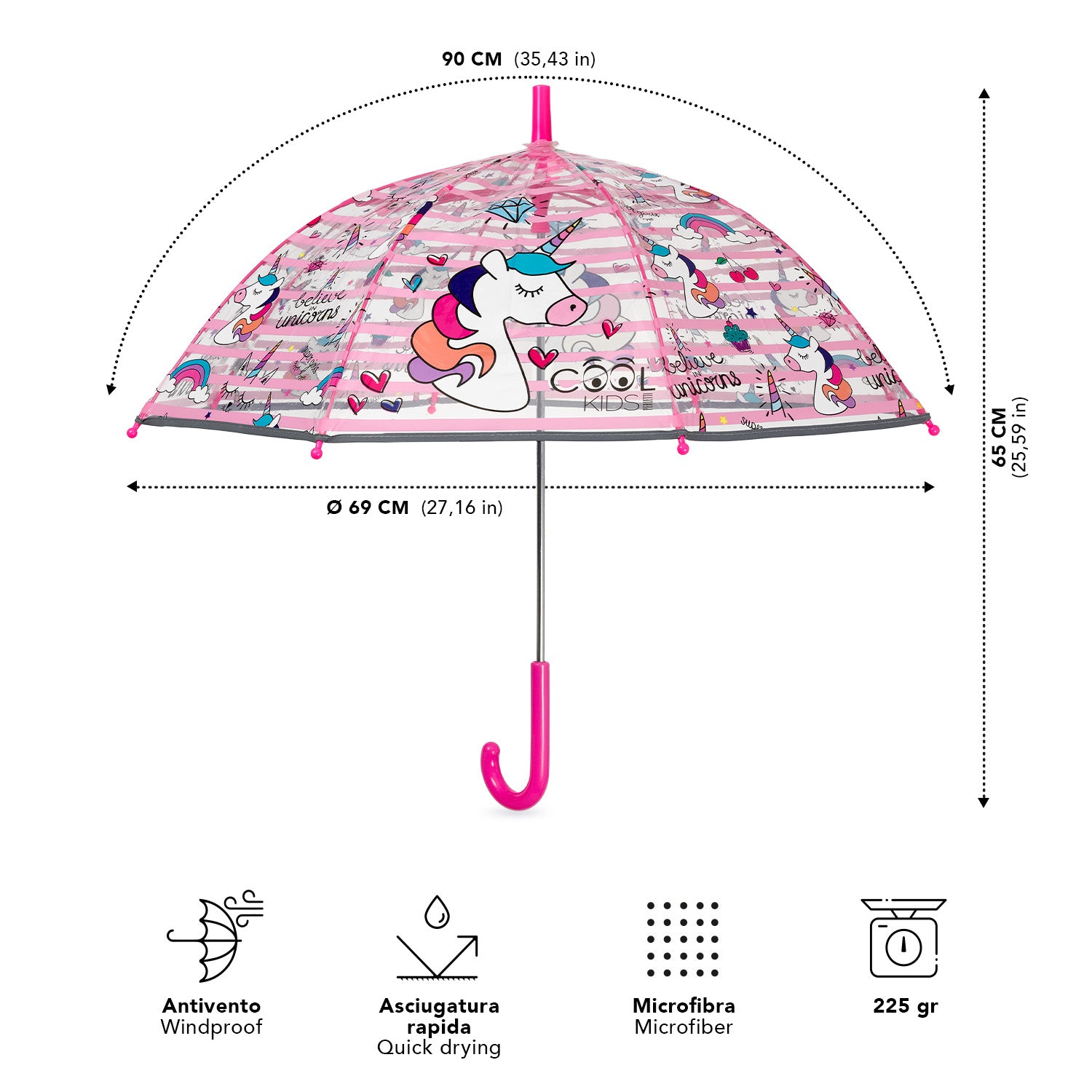 Ombrello Trasparente Unicorno - Perletti