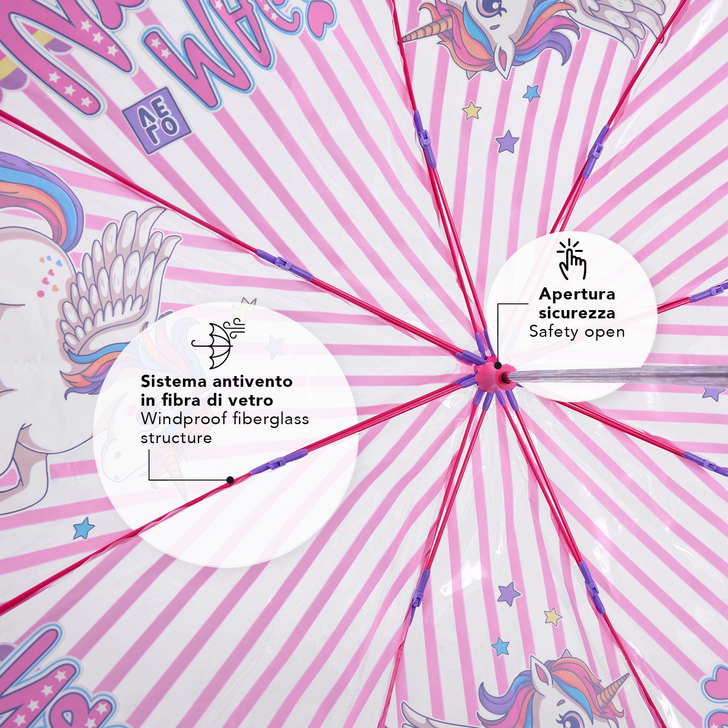 Ombrello Trasparente Magico Unicorno - Perletti