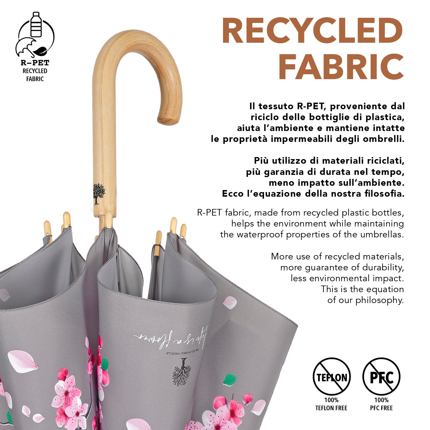 Ombrello Green Lungo Fiori di Ciliegio - Perletti