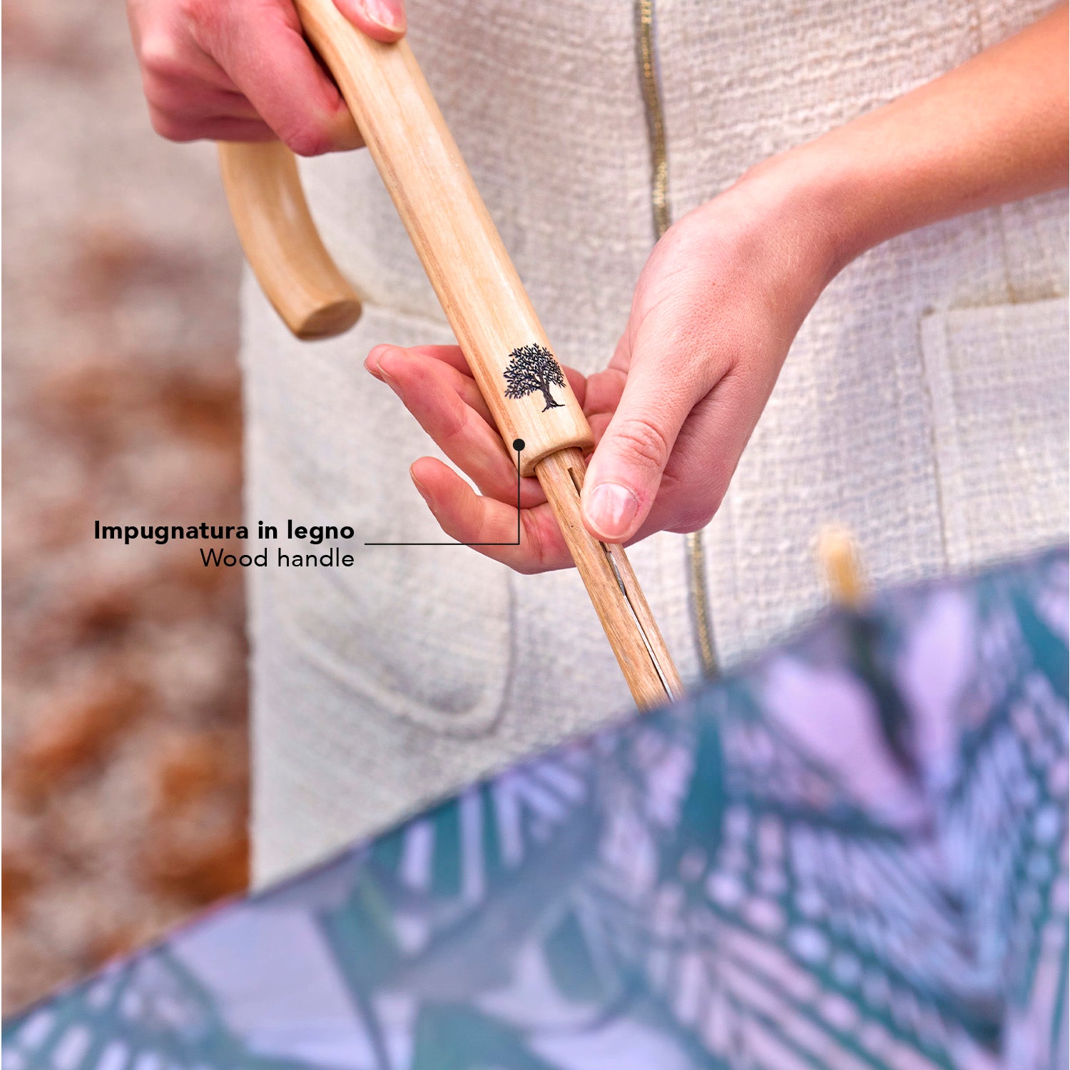 Ombrello Green Lungo Fiori di Ciliegio - Perletti