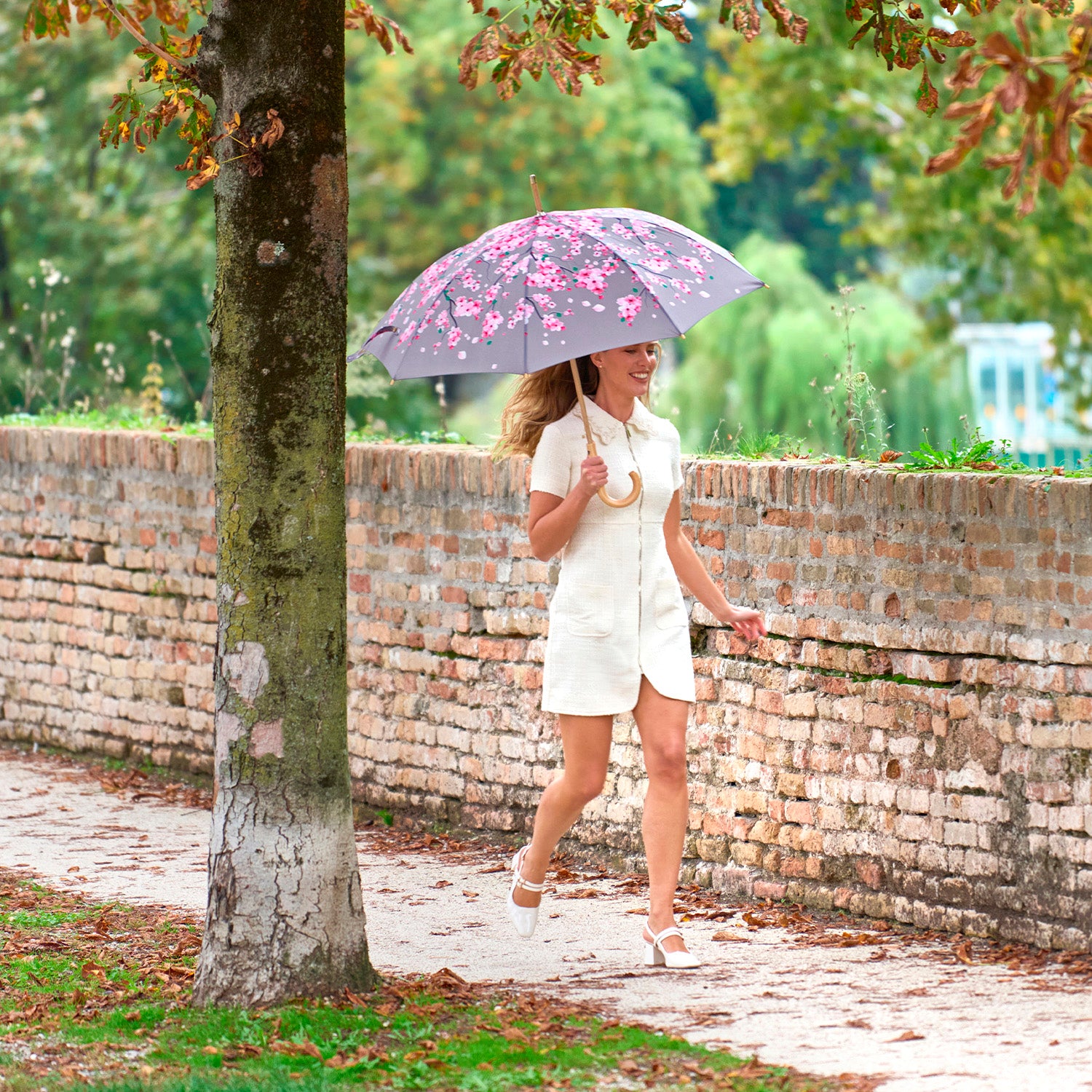 Ombrello Green Lungo Fiori di Ciliegio - Perletti