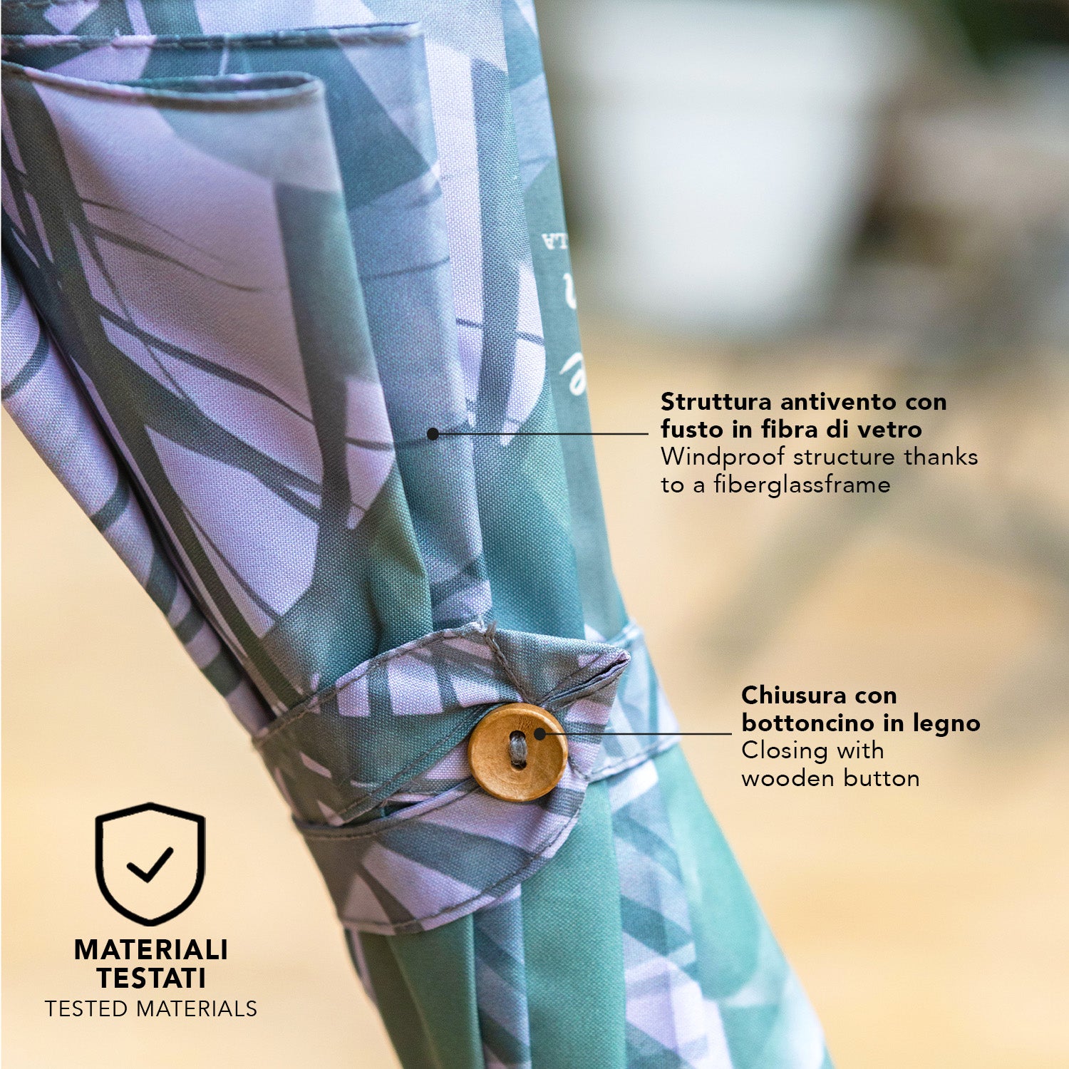 Ombrello Green Lungo Fiore Bianco - Perletti