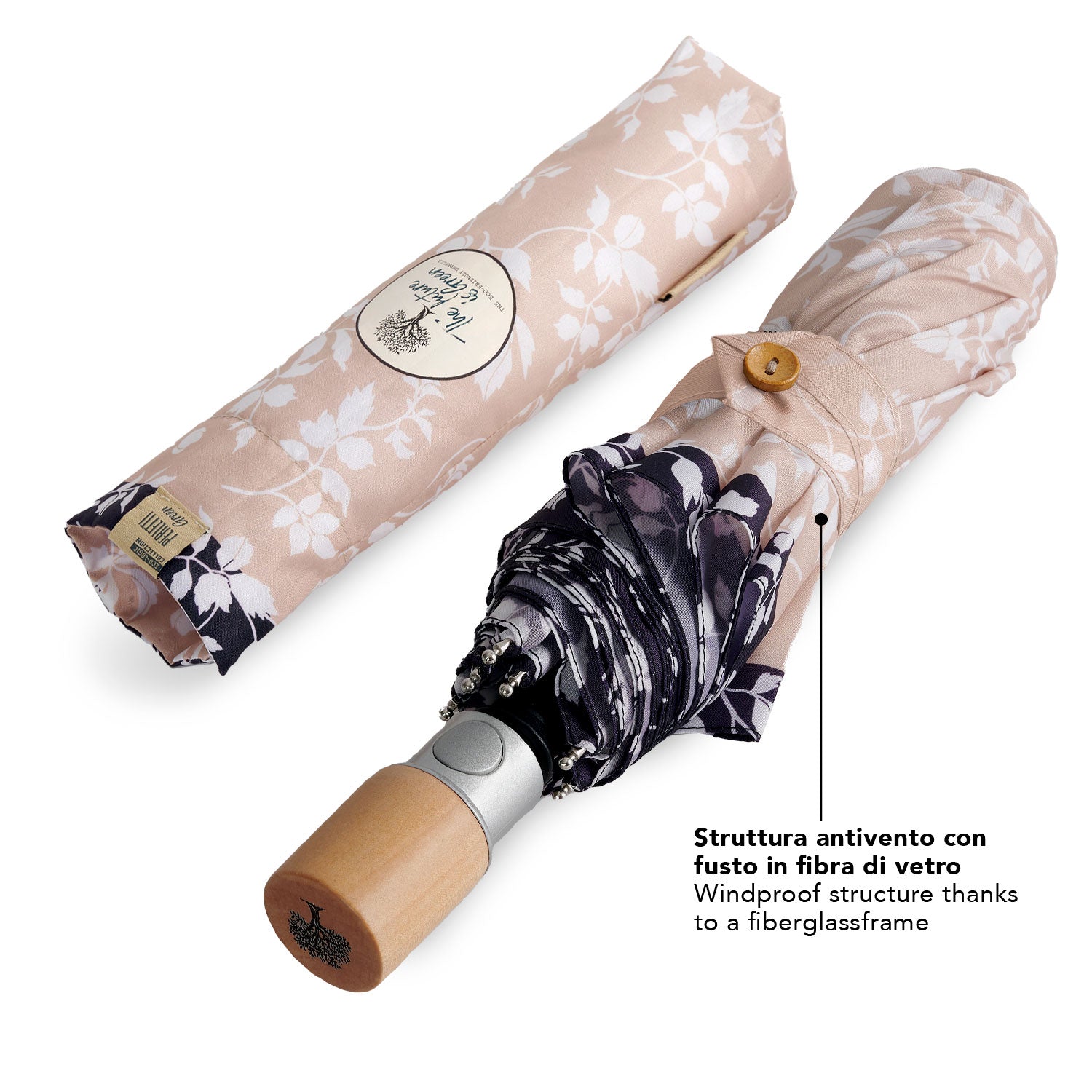 Ombrello Green Automatico Fiore Bianco - Perletti