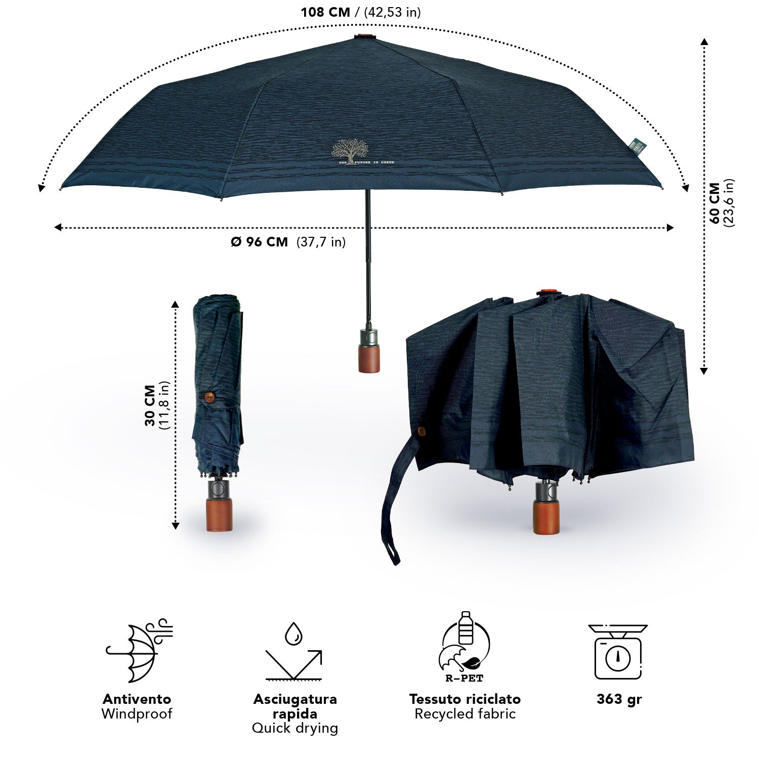 Ombrello Green Uomo Automatico - Perletti