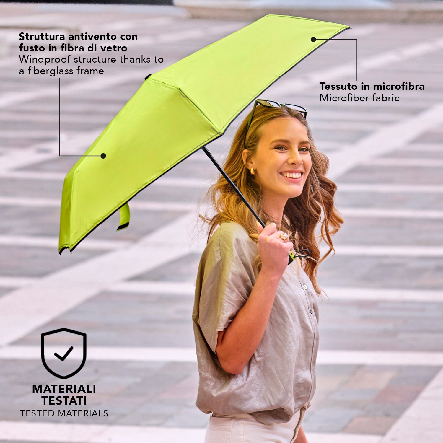 Ombrello Apri e Chiudi Tinta Unita Fluo - Perletti