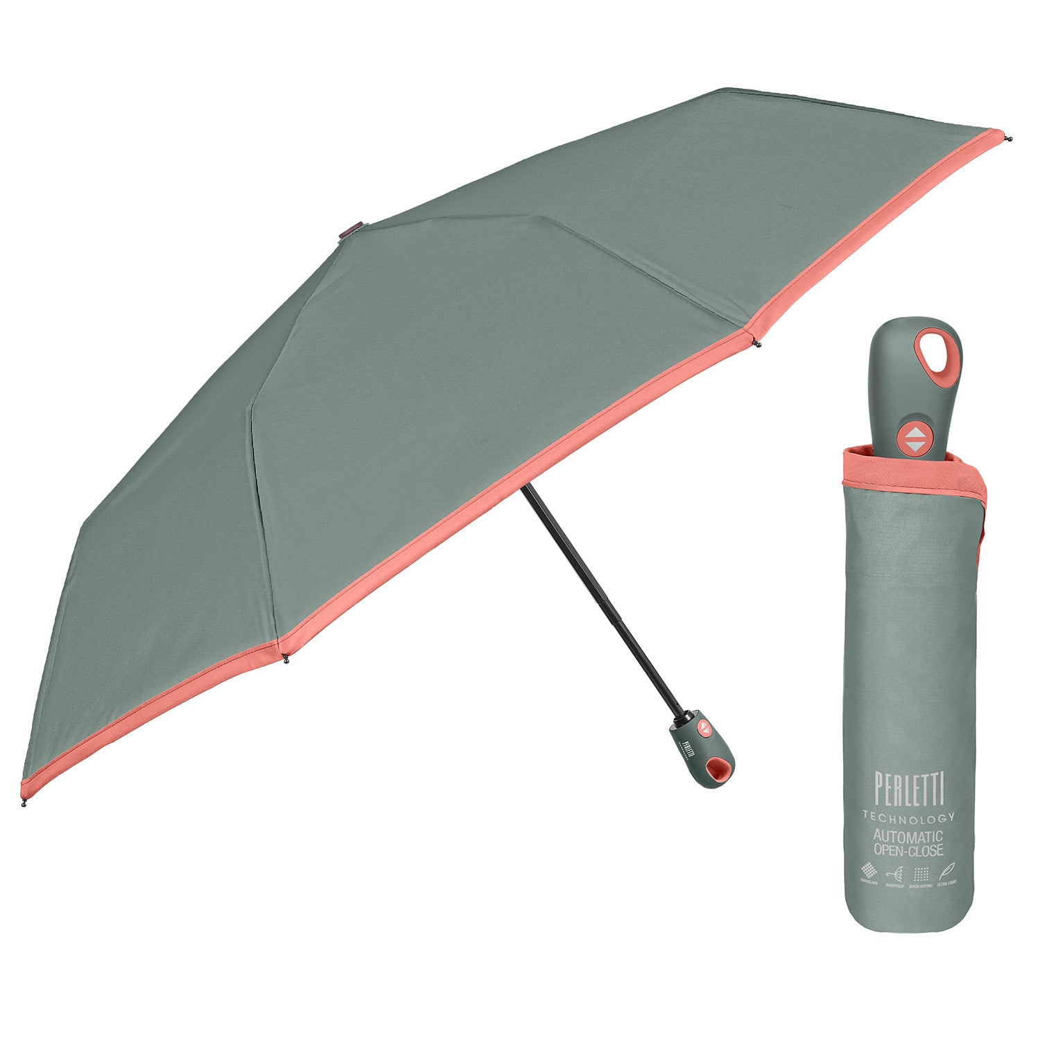 Ombrello Apri e Chiudi Tinta Unita Bordo Colorato - Perletti